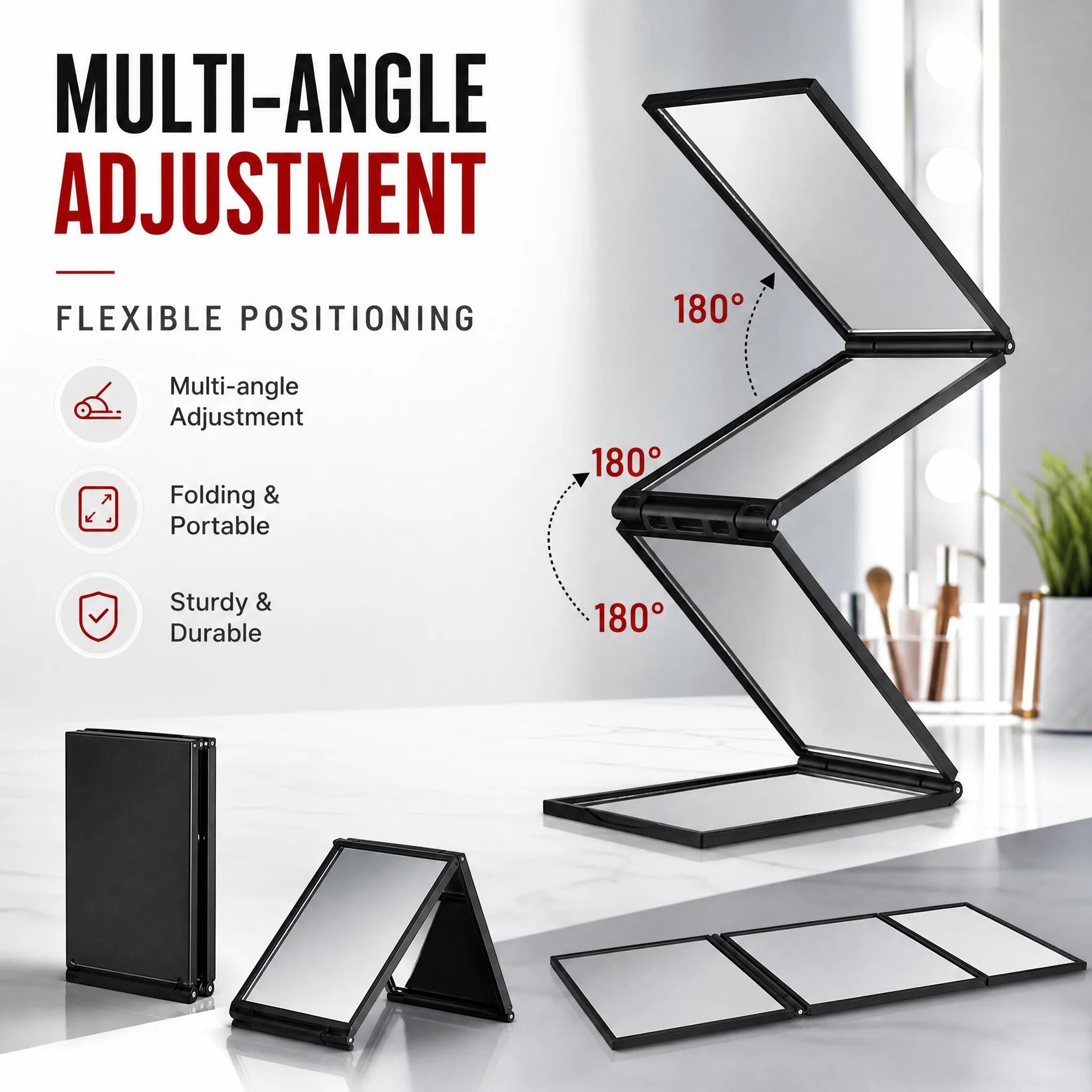4 Sided Folding Mirror Portable Multi Angle Hair Styling Mirror 4