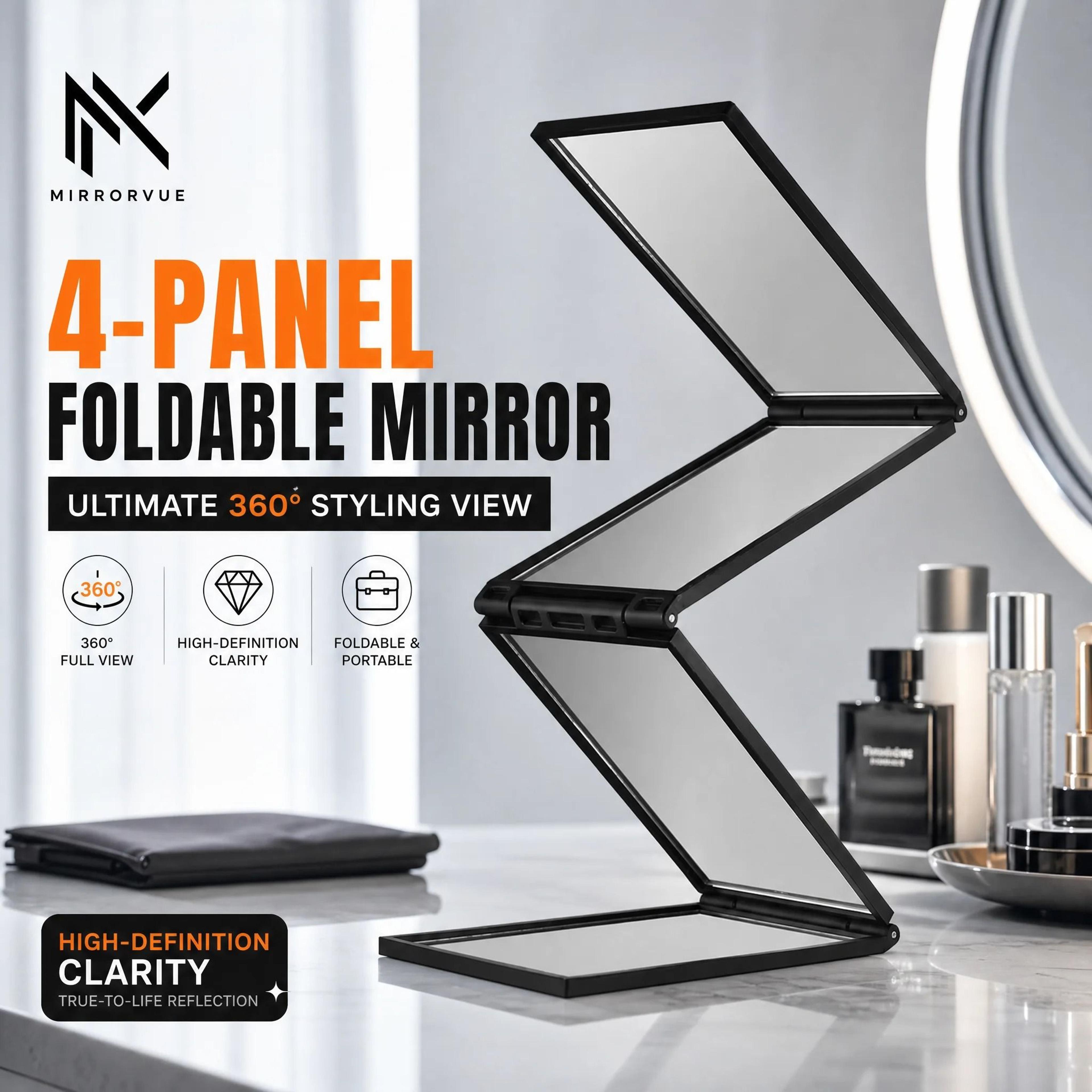 4 Sided Folding Mirror Portable Multi Angle Hair Styling Mirror 0