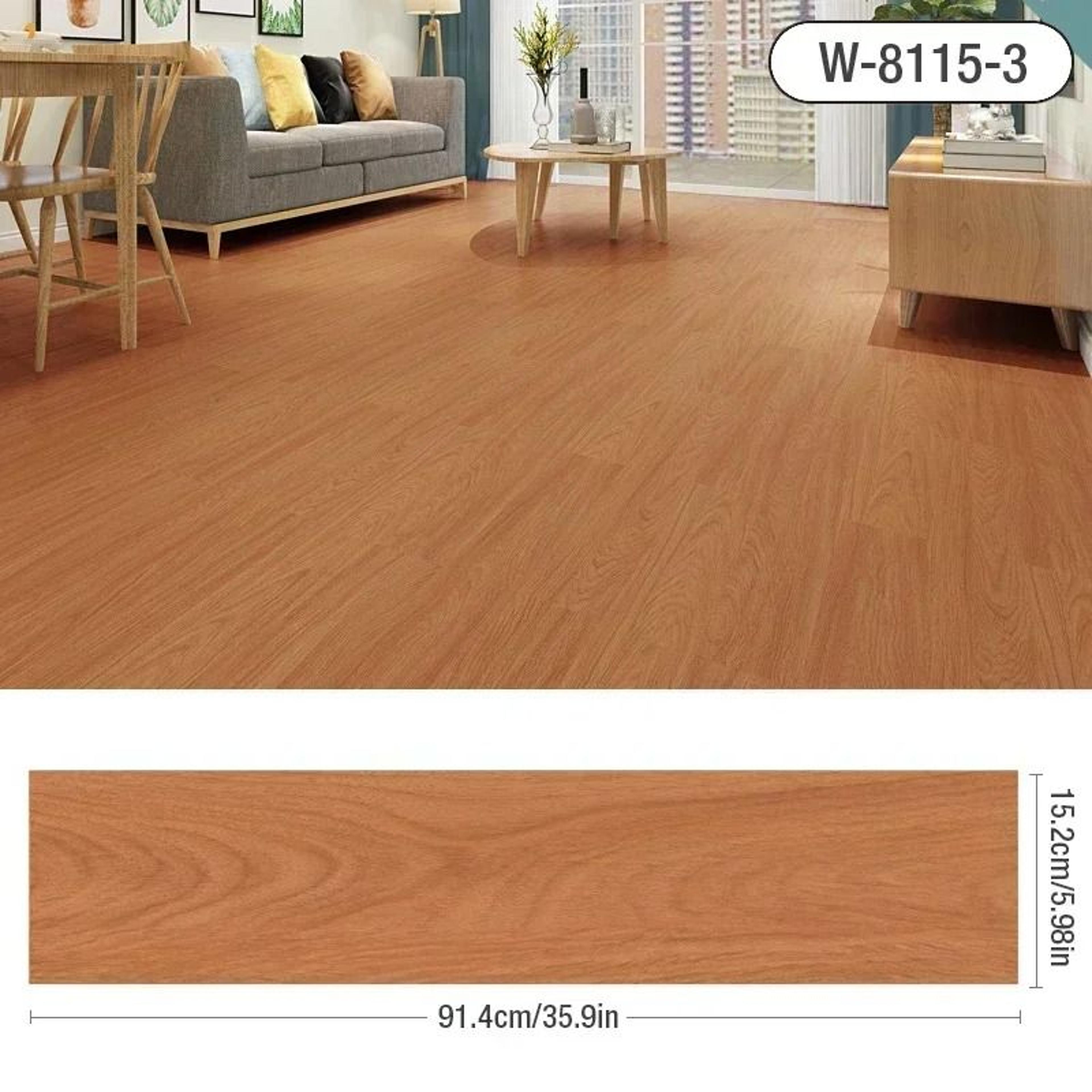 Modern Wood Grain Peel And Stick Floor Stickers Waterproof Self Adhesive PVC Tiles 14