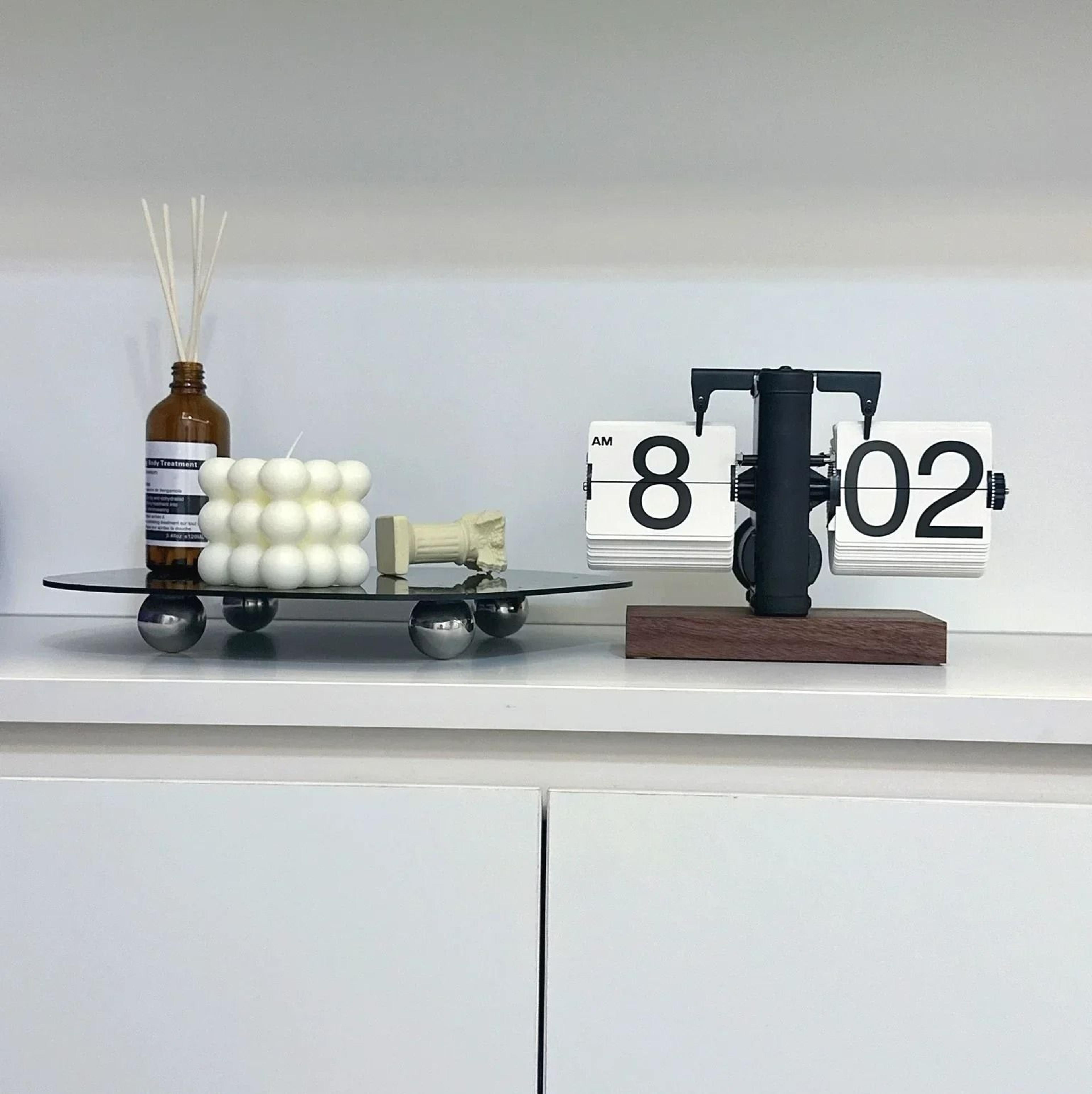 Retro Automatic Flip Desk Clock Large Display Battery Powered Table Clock 8