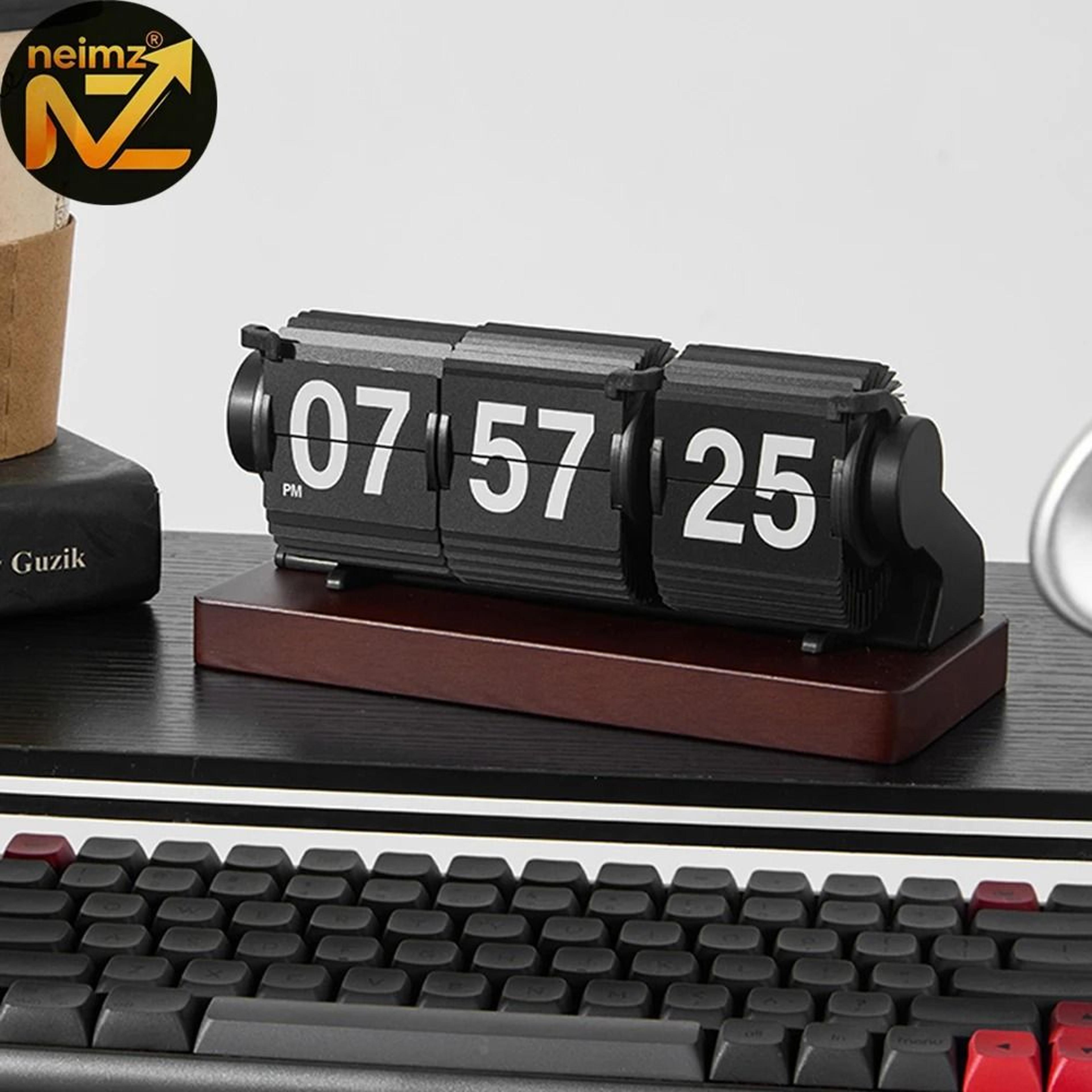 Wooden Flip Clock With Seconds And Built In Timer 0