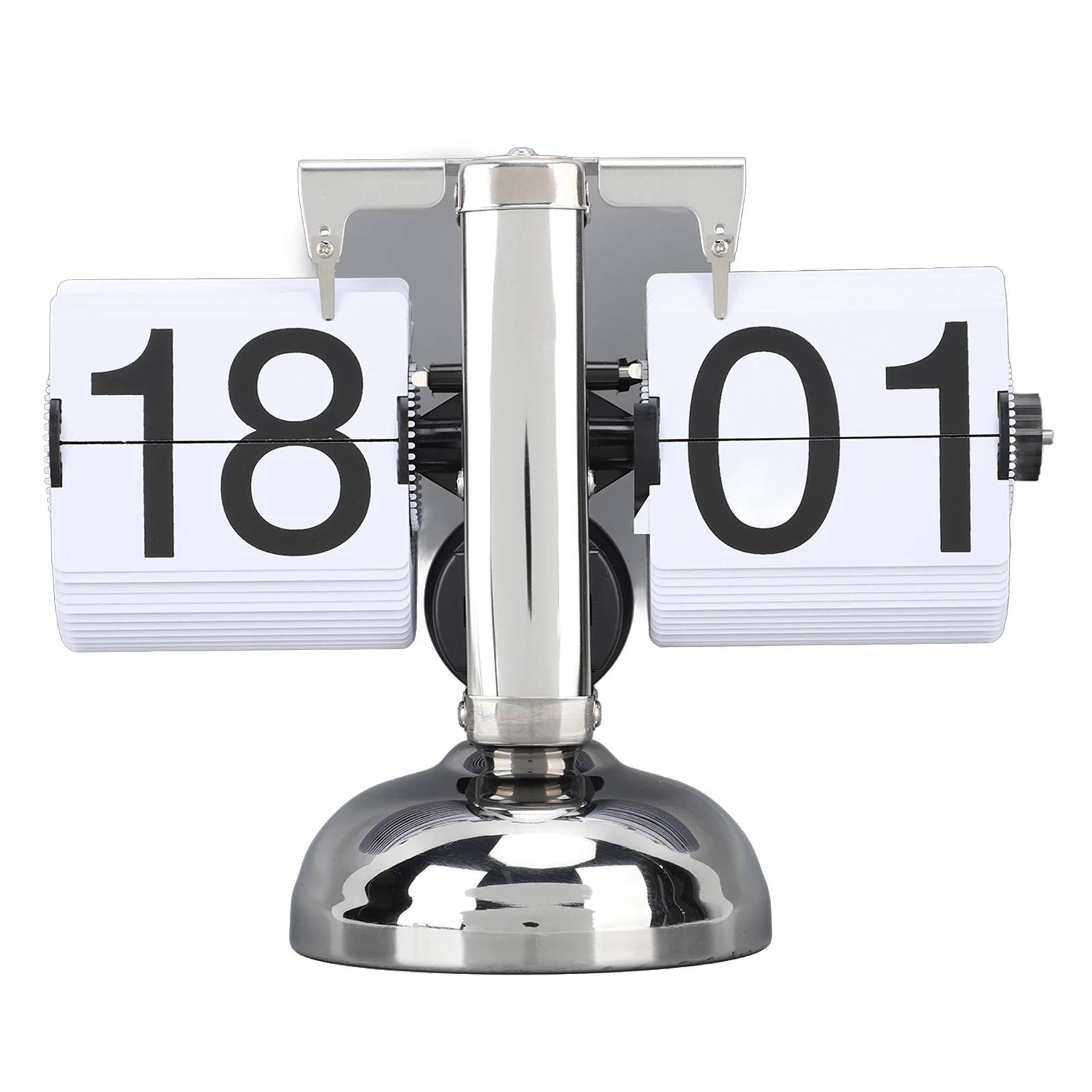 24 Hour Retro Flip Clock With Large Numbers And Stainless Steel Base 1