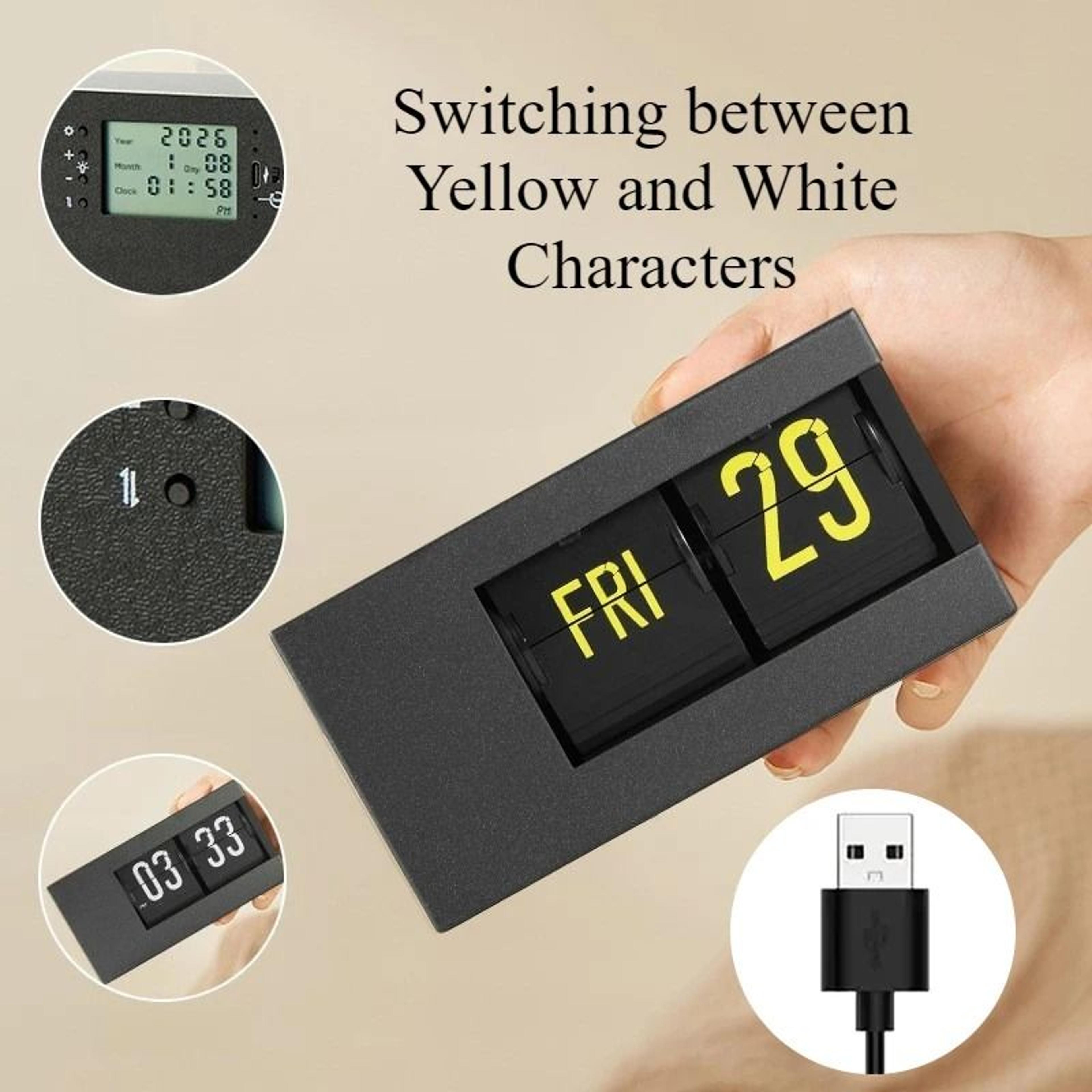 Minimalist Silent Flip Calendar Desk Clock With Automatic Date Display 2