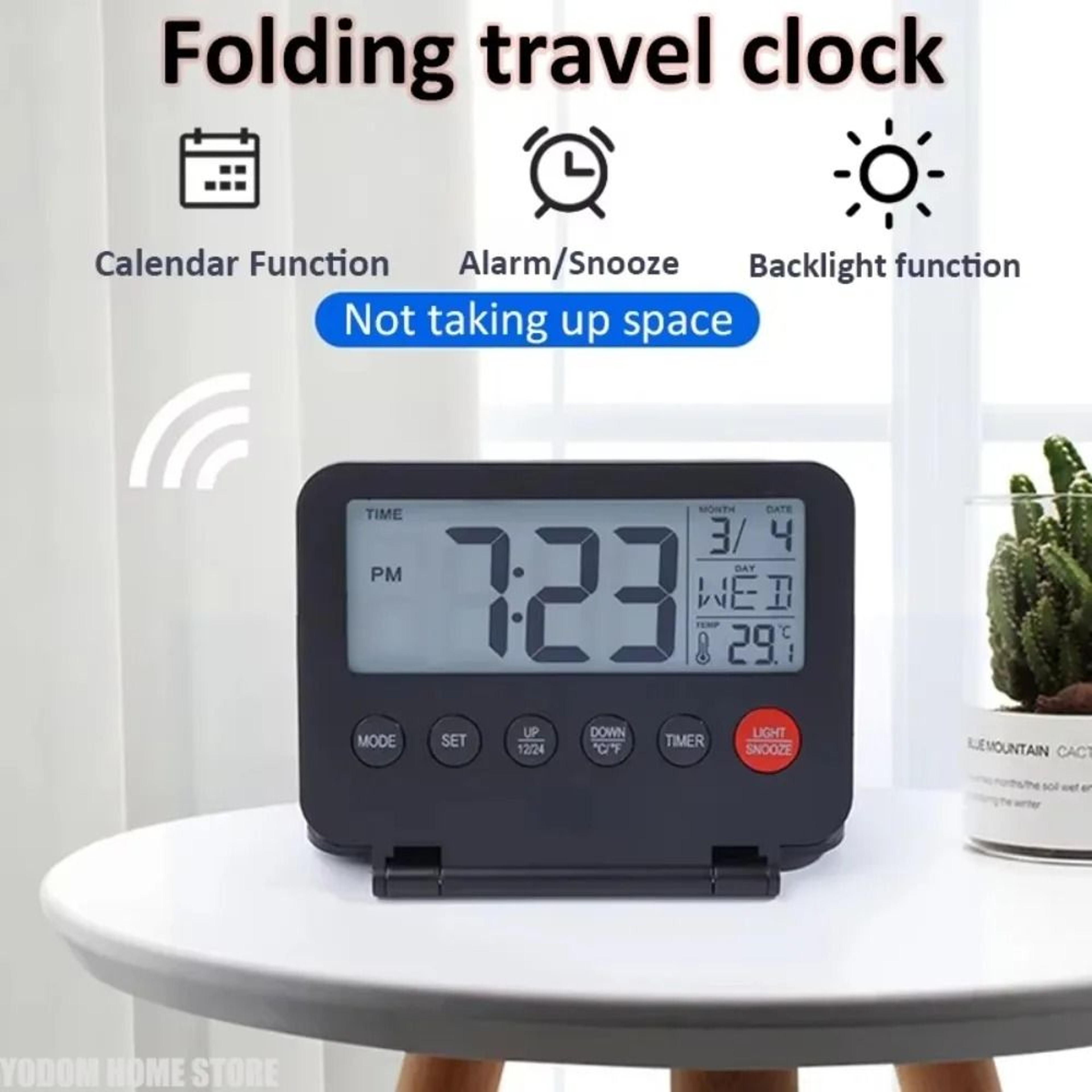 Foldable Digital Travel Alarm Clock With Snooze Backlight And Temperature Display 7