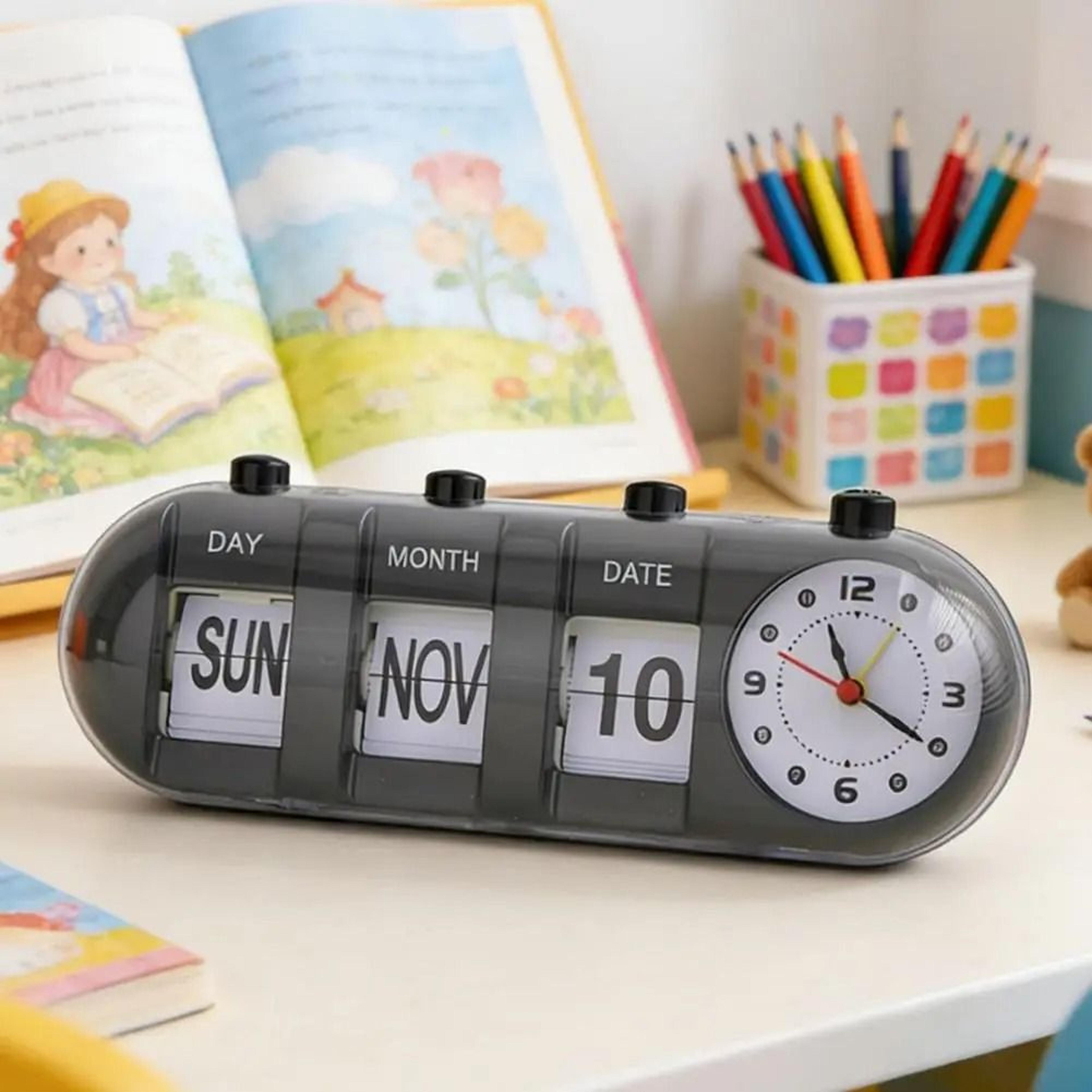 Nordic Flip Calendar Clock With Manual Date Display 0