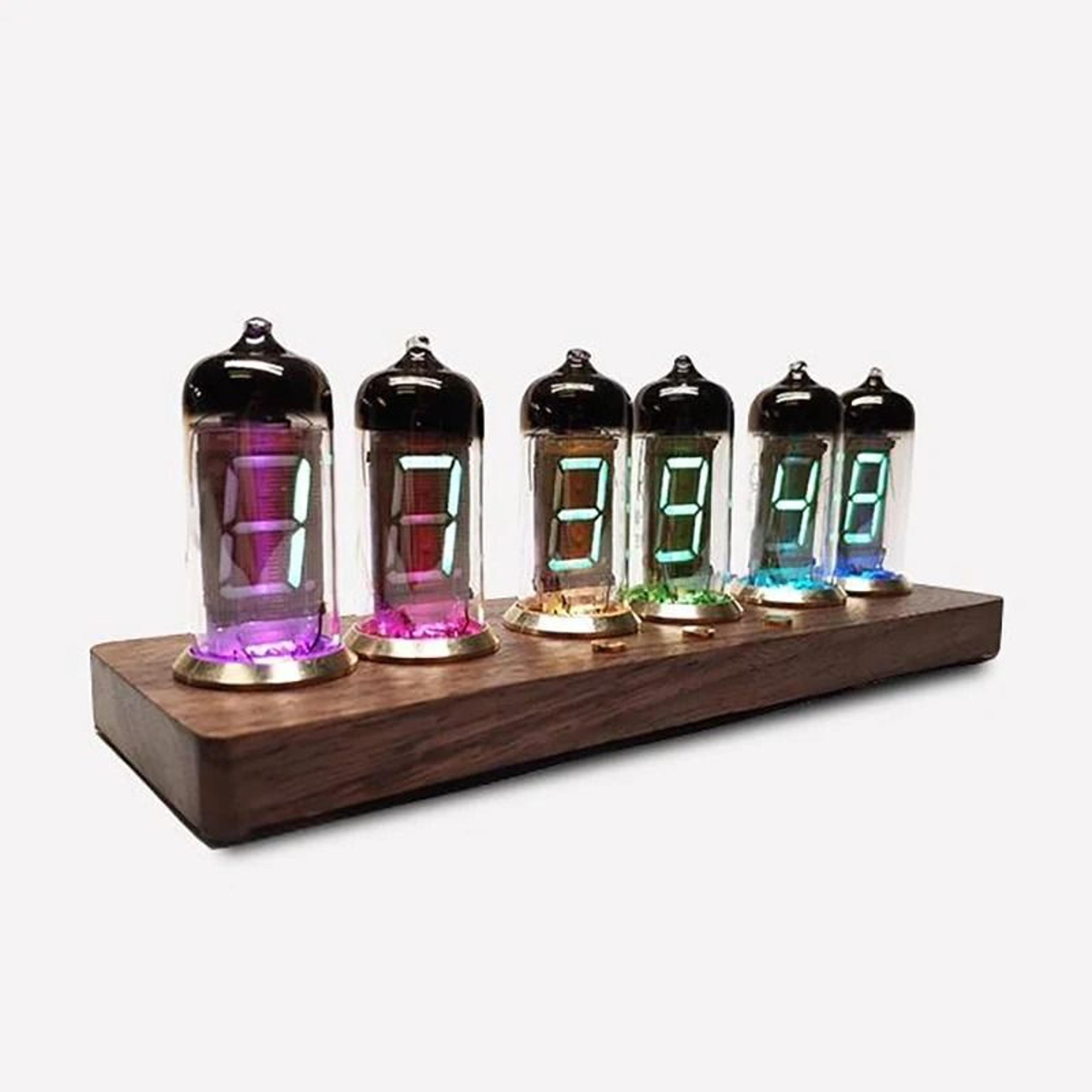 IV11 VFD Tube Clock With LED Backlight And Retro Wood Base 8