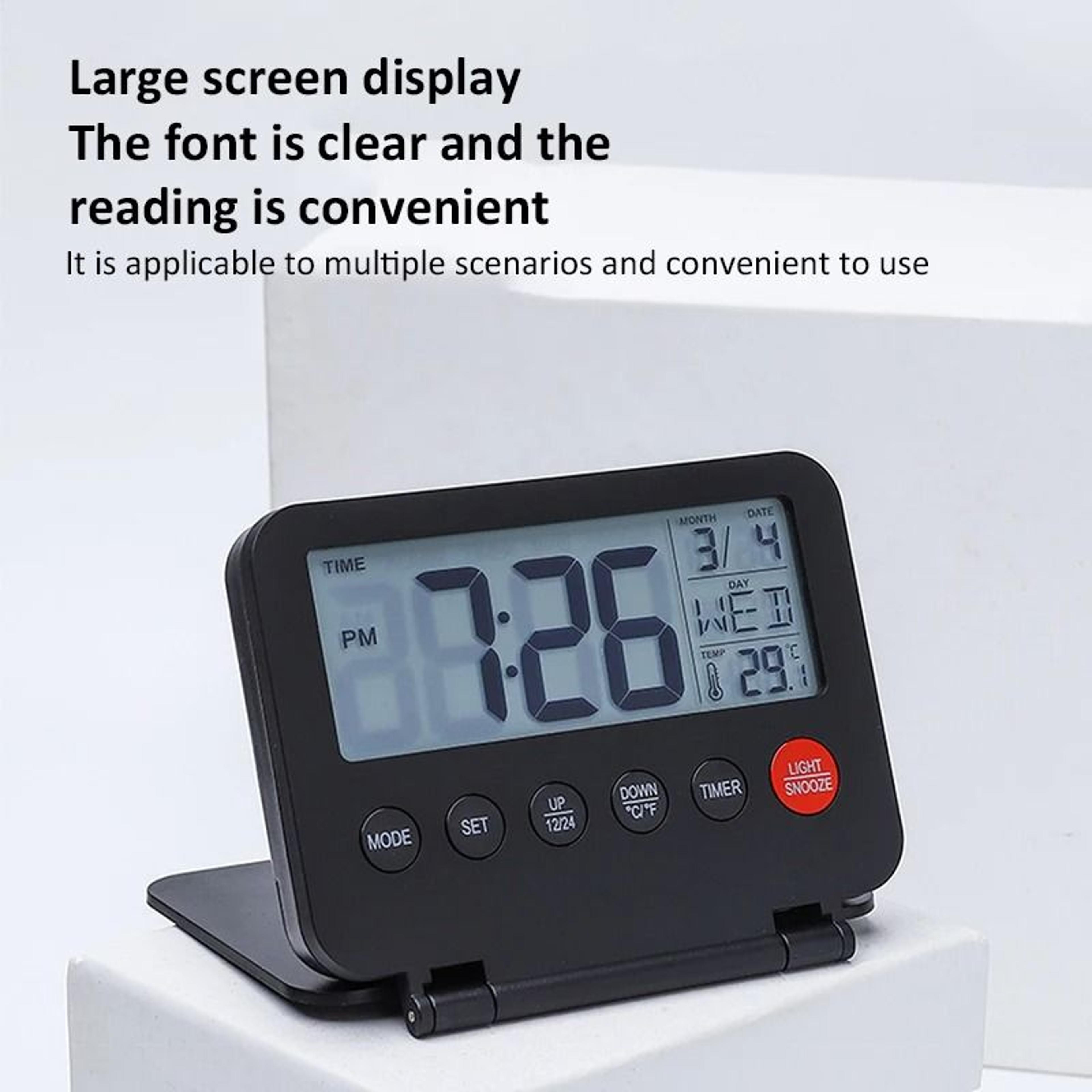Ultra Thin Foldable Digital Travel Alarm Clock With Calendar Temperature And Snooze 7