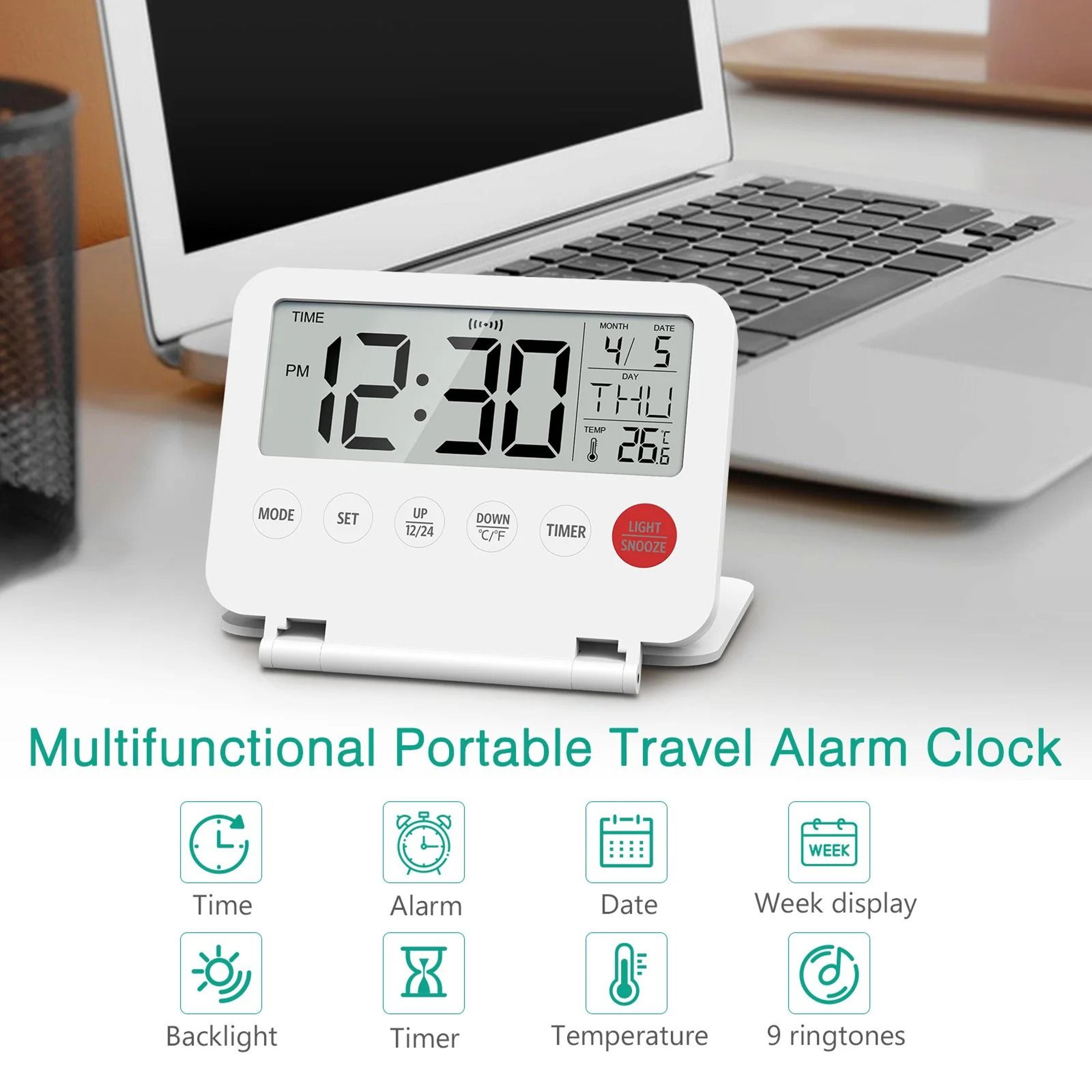 ORIA Foldable Digital Travel Alarm Clock With Timer And Temperature Display 3