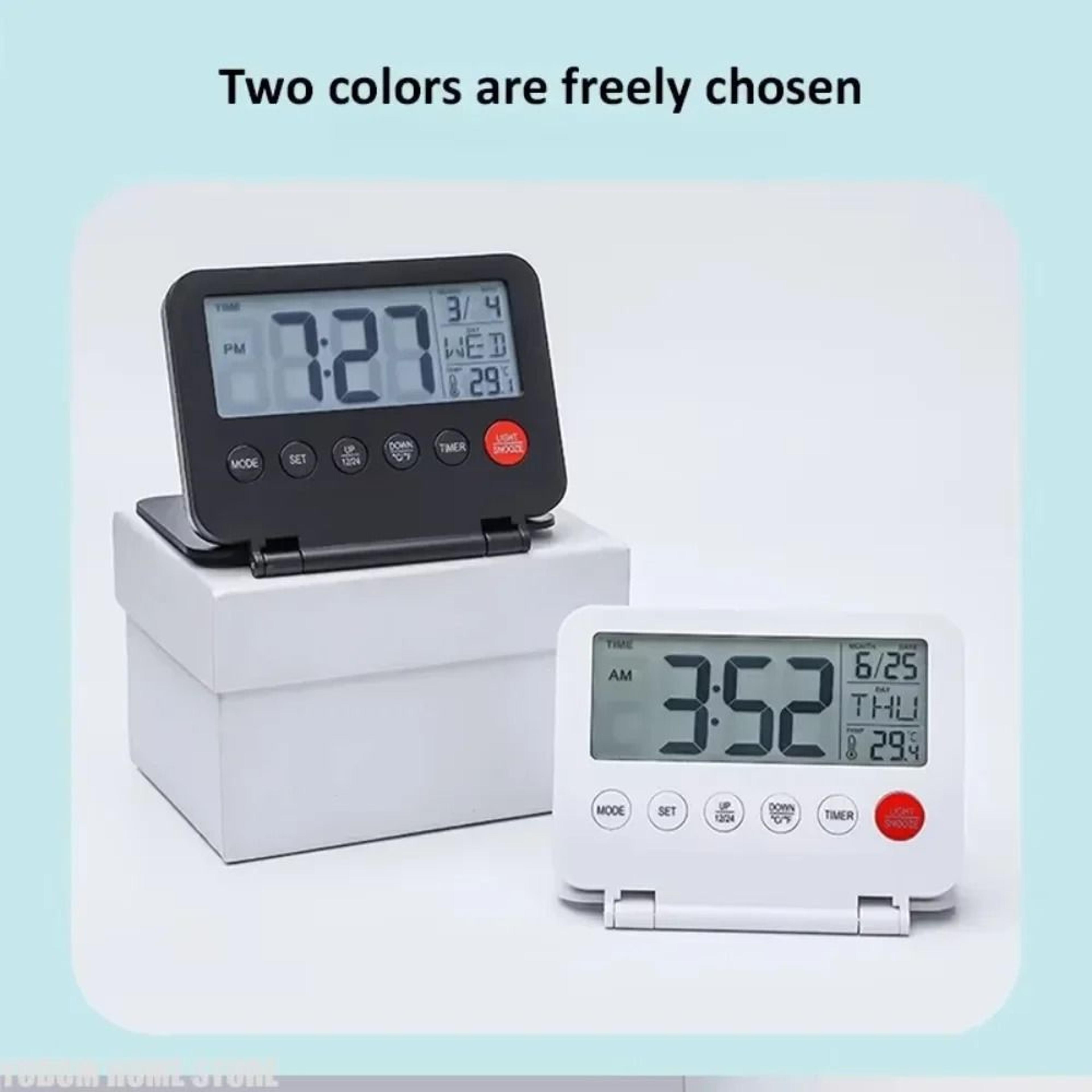 Foldable Digital Travel Alarm Clock With Backlight Temperature And Calendar 3