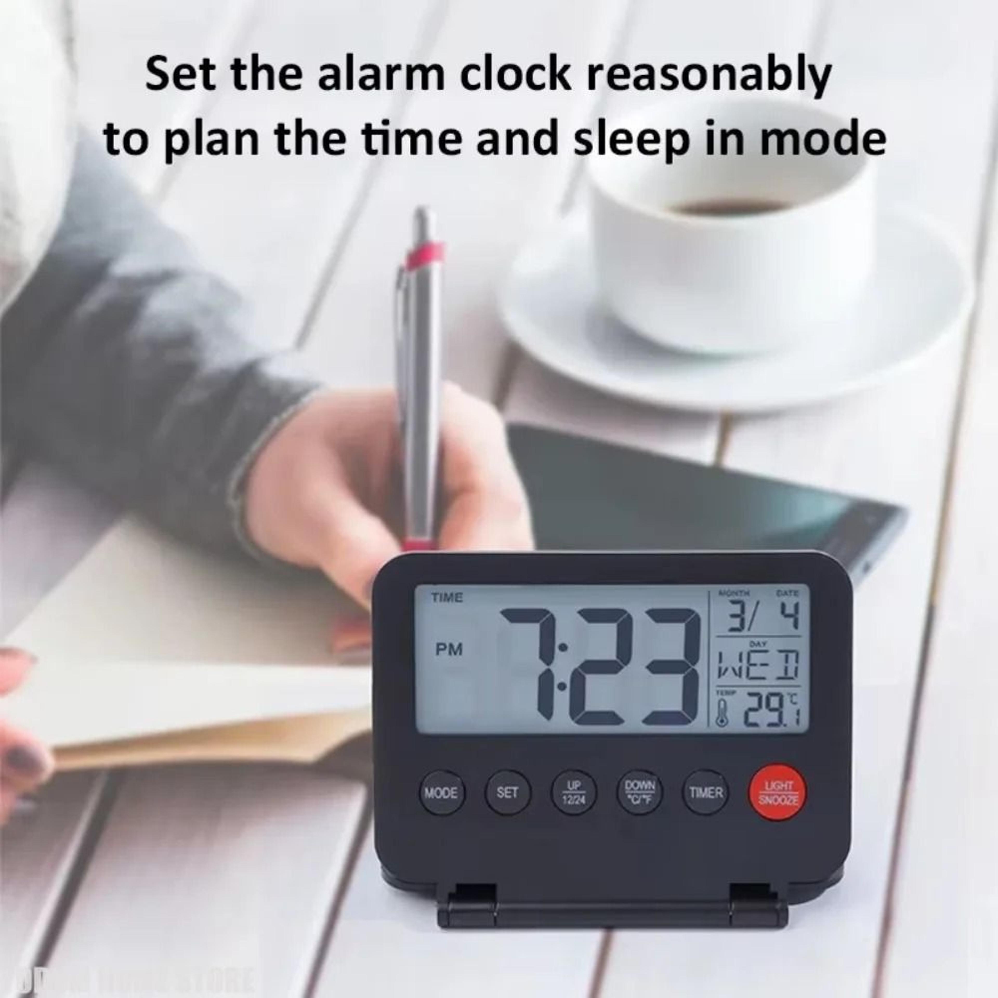 Foldable Digital Travel Alarm Clock With Backlight Temperature And Calendar 4