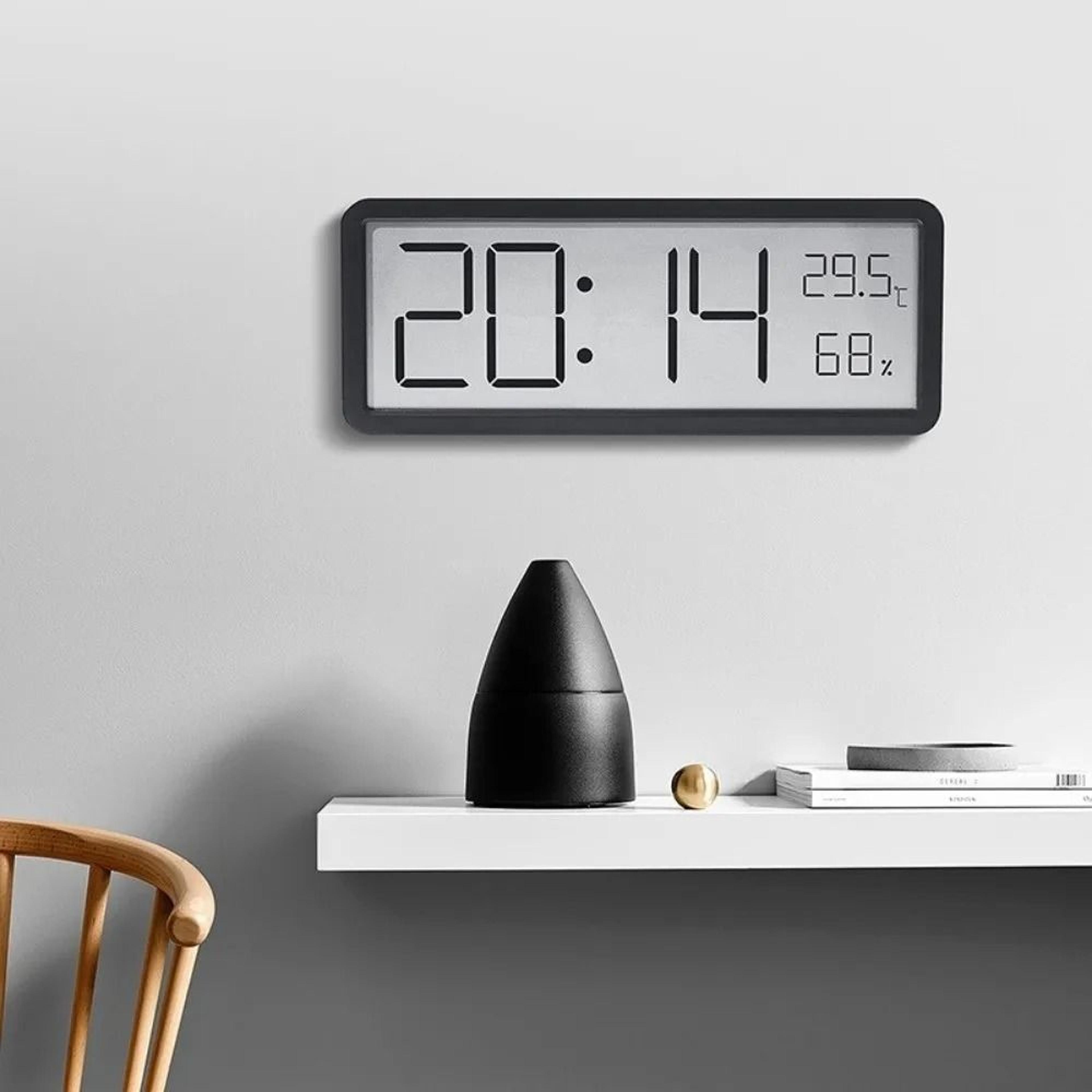 Large LCD Digital Wall Clock With Temperature Humidity And Calendar Display 0