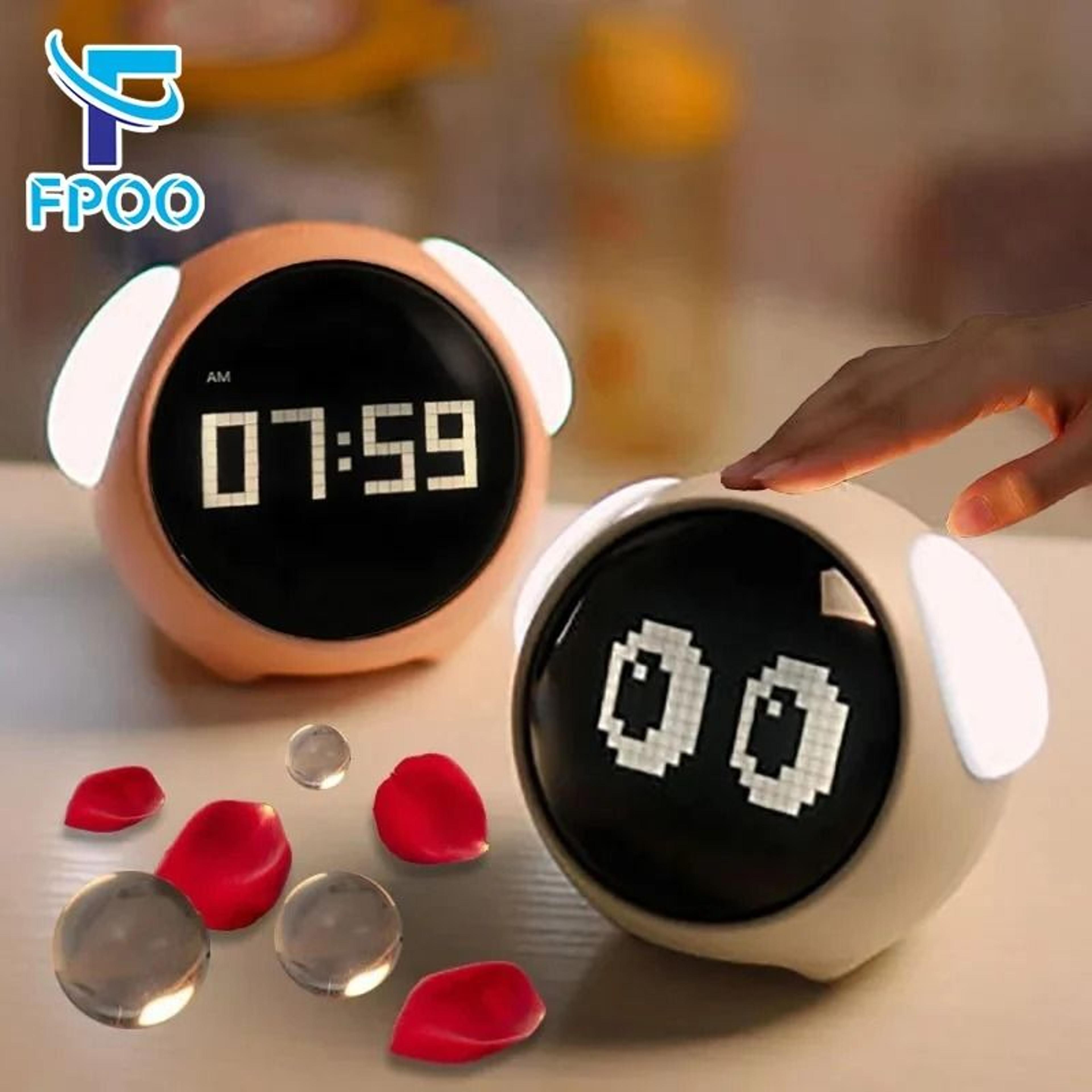 cute kids digital alarm clock with led night light and voice control