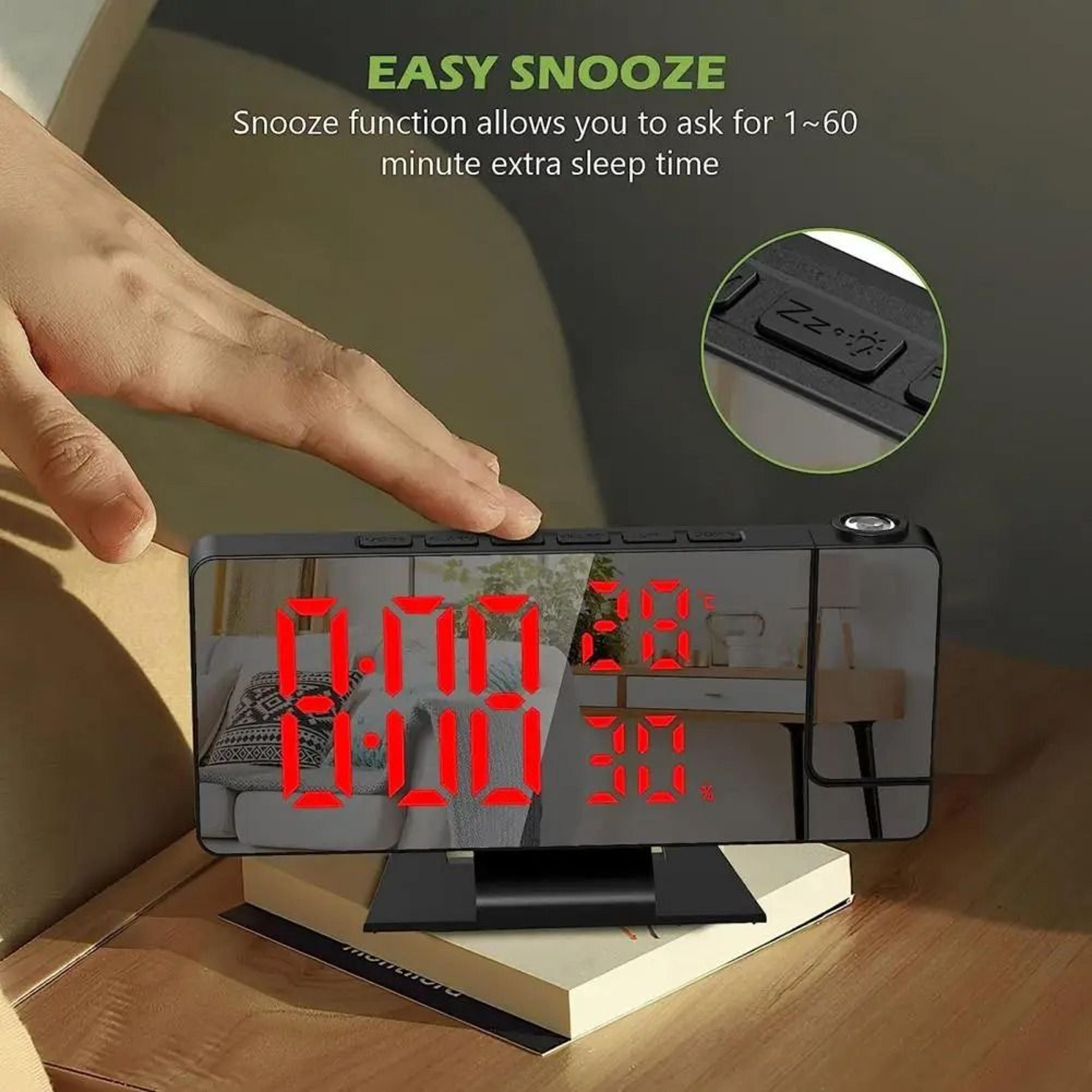 LED Projection Alarm Clock With Mirror Display And Temperature 7