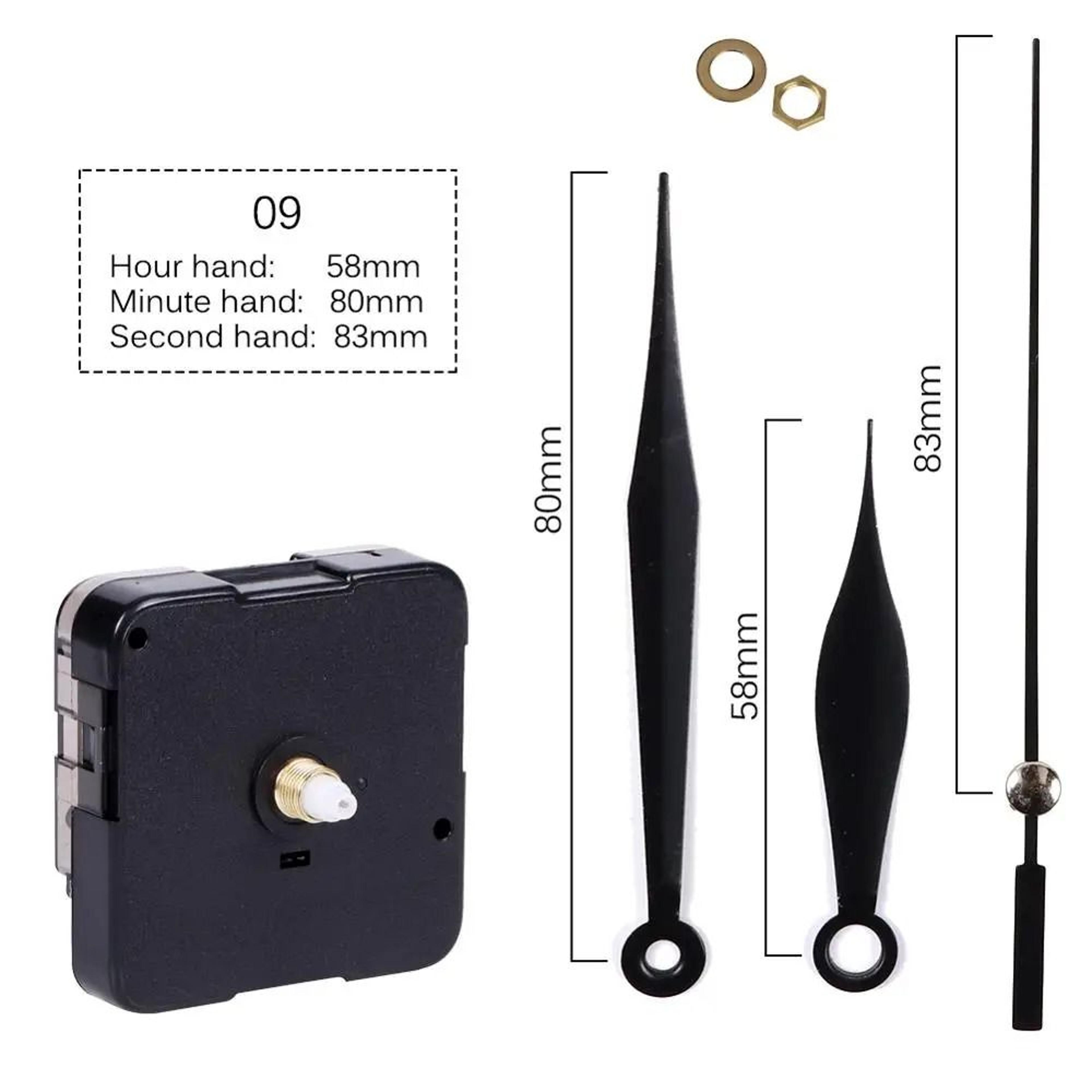 Silent Quartz Clock Movement Kit With Long Shaft And Hands 9