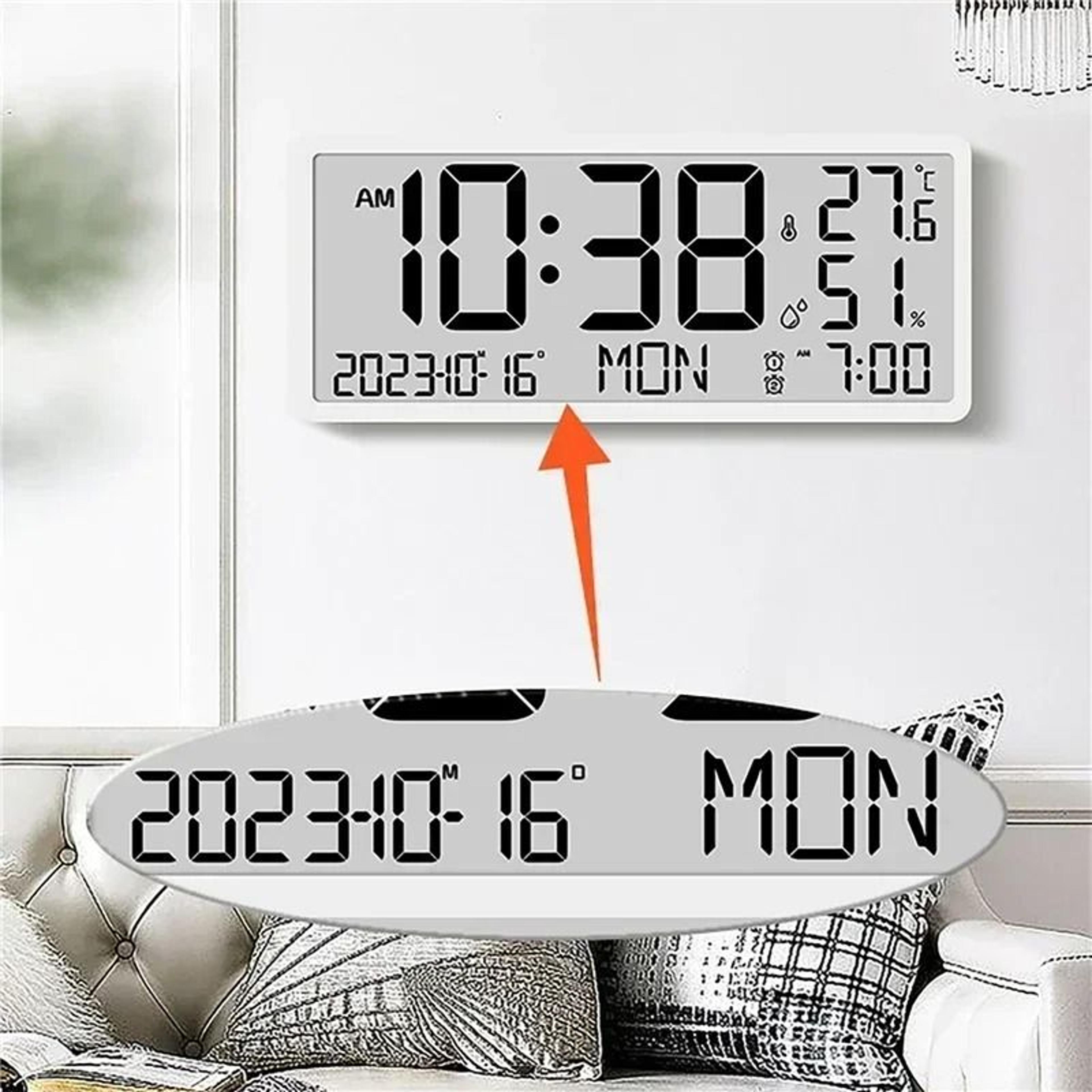 Large LCD Digital Clock With Temperature Humidity And Date Display 3