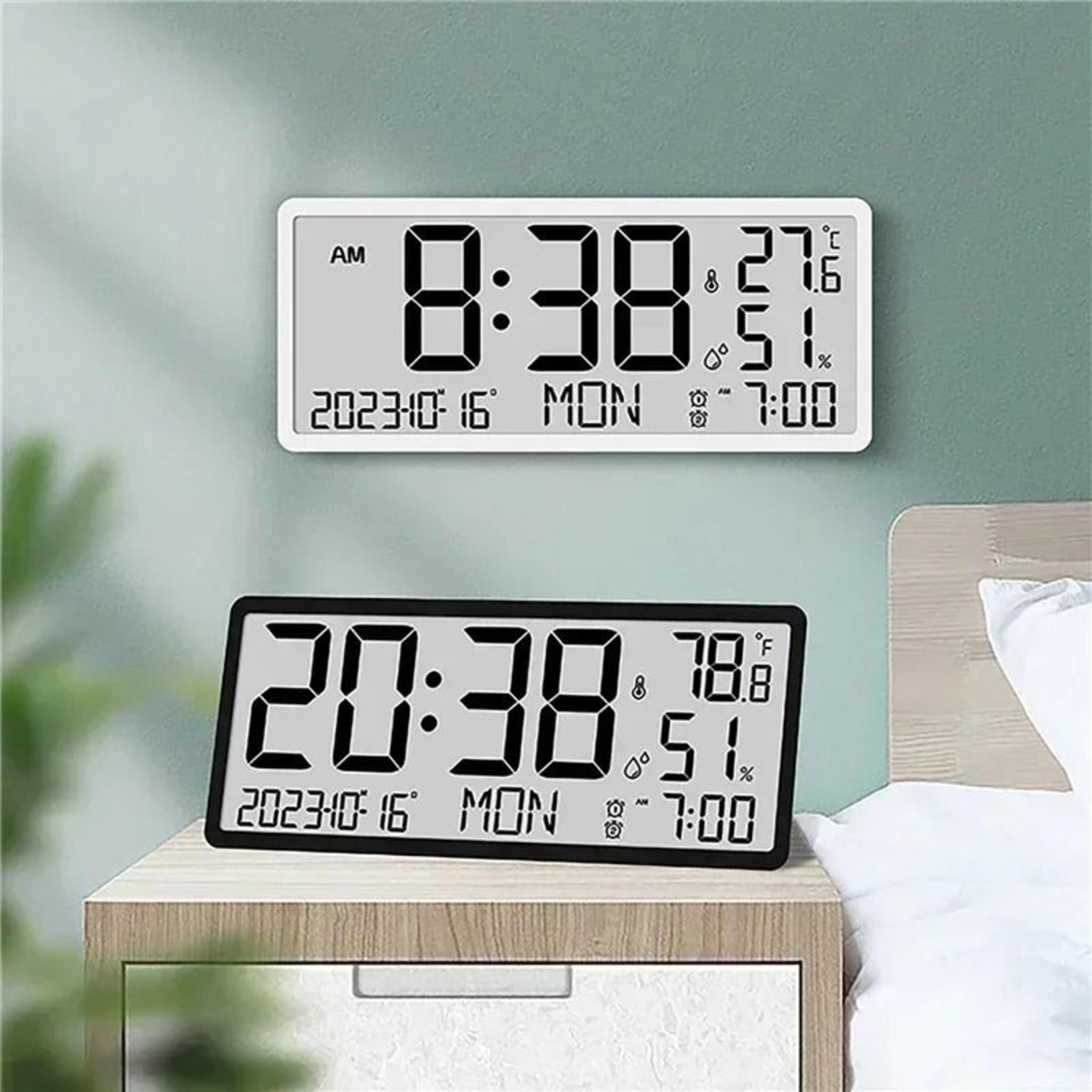 Large LCD Digital Clock With Temperature Humidity And Date Display 8