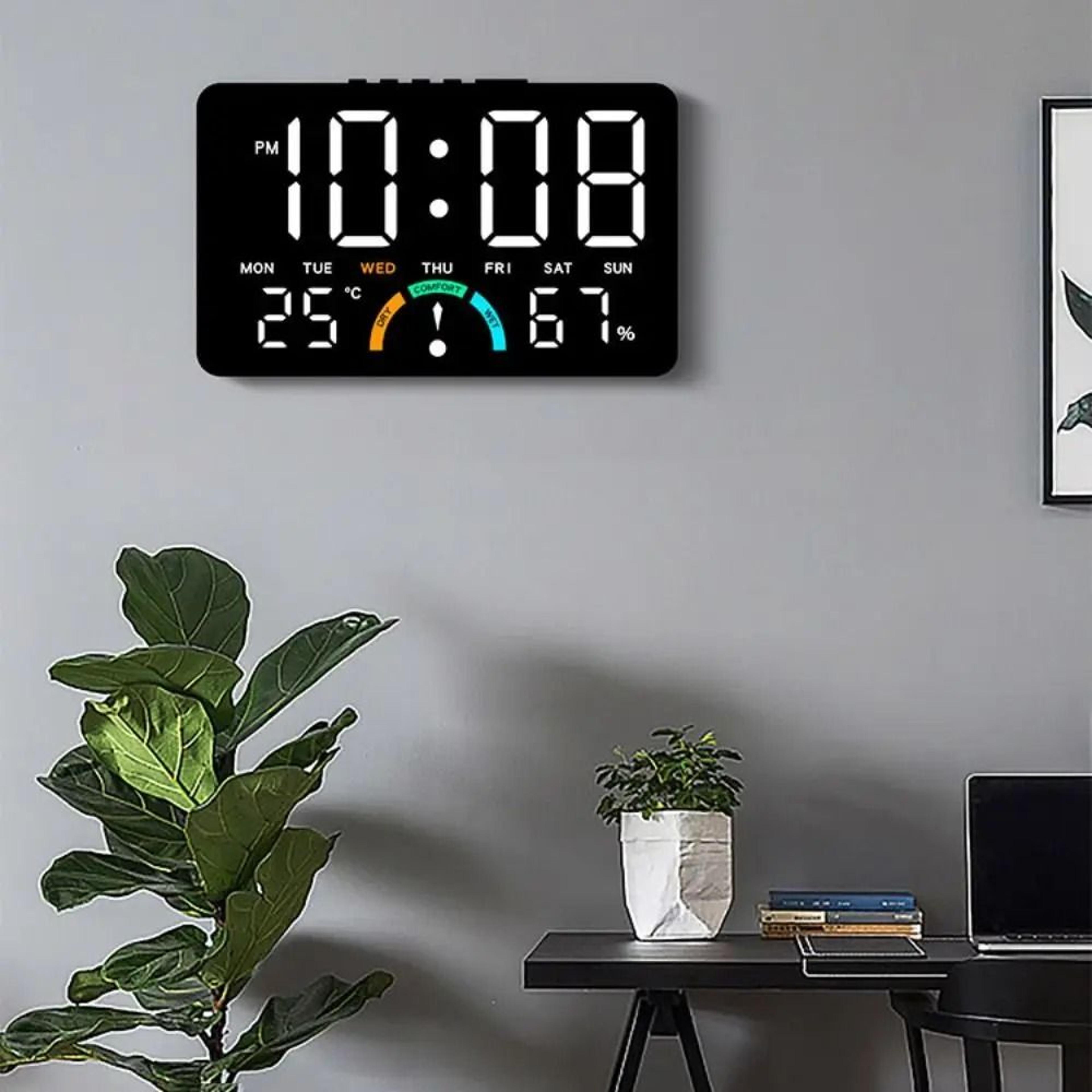 Smart Digital LED Wall Clock With Temperature And Voice Control 10
