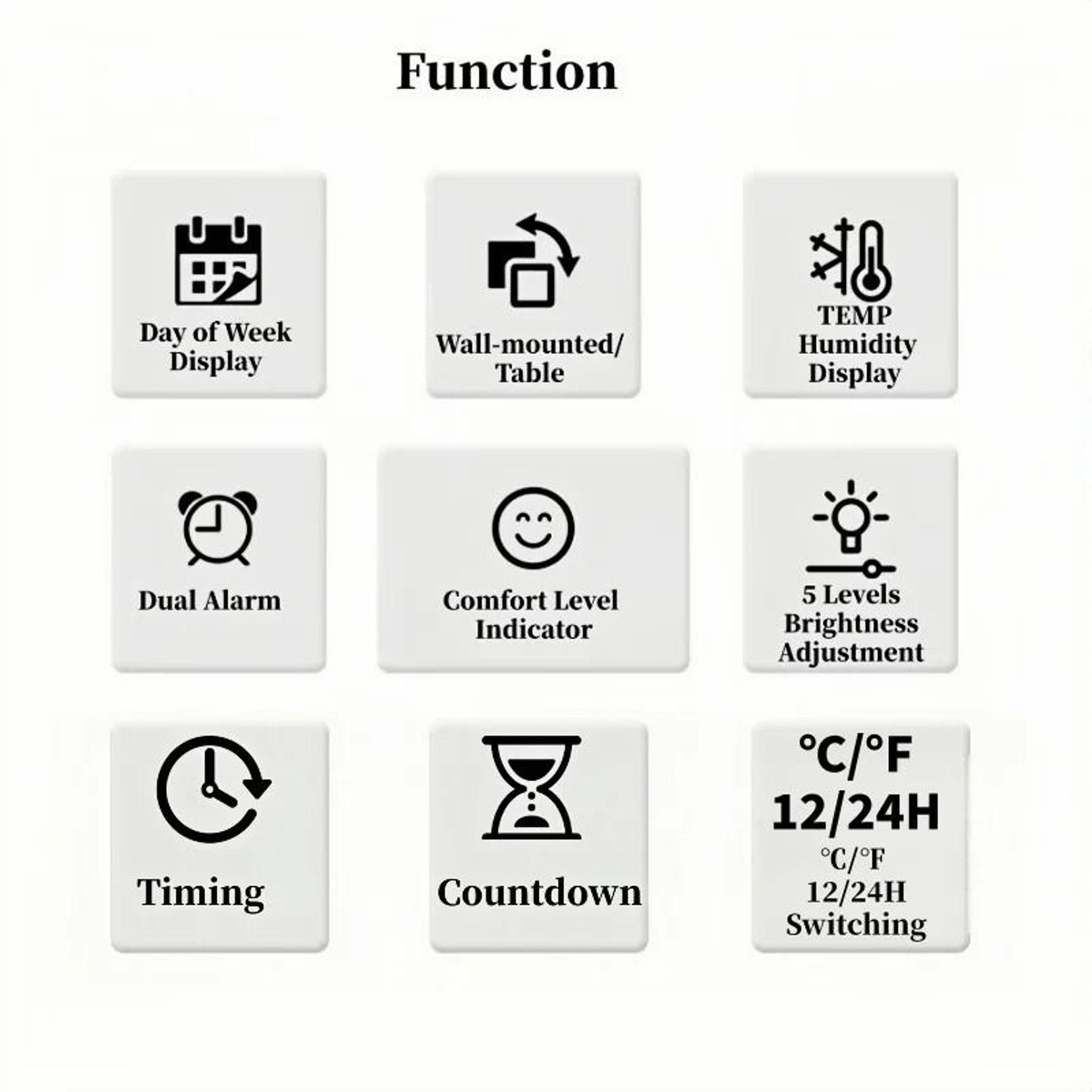 Smart Digital Alarm Clock With Temperature Humidity And Auto Dimming 14