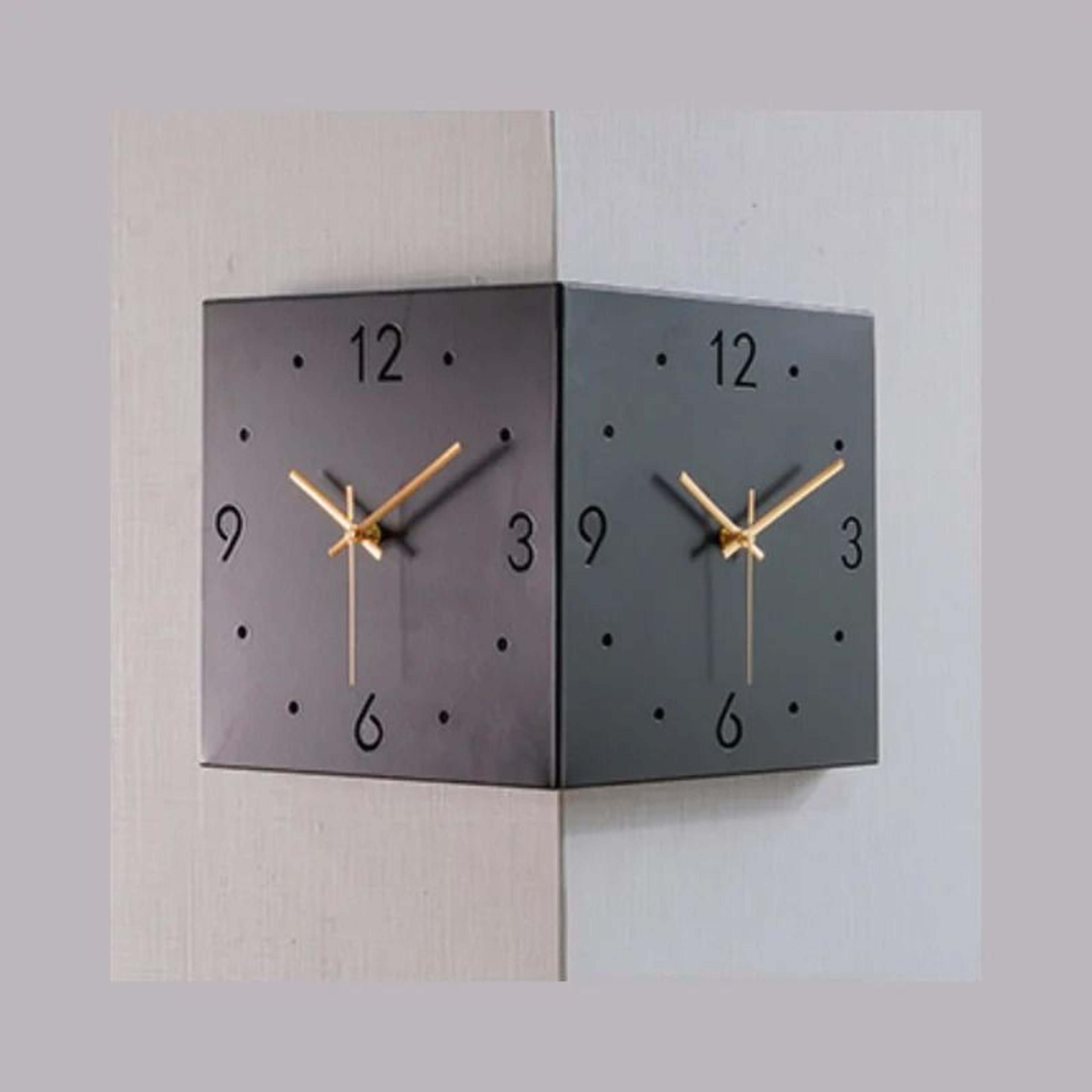 Modern Double Sided Corner Wall Clock With Silent Movement 12