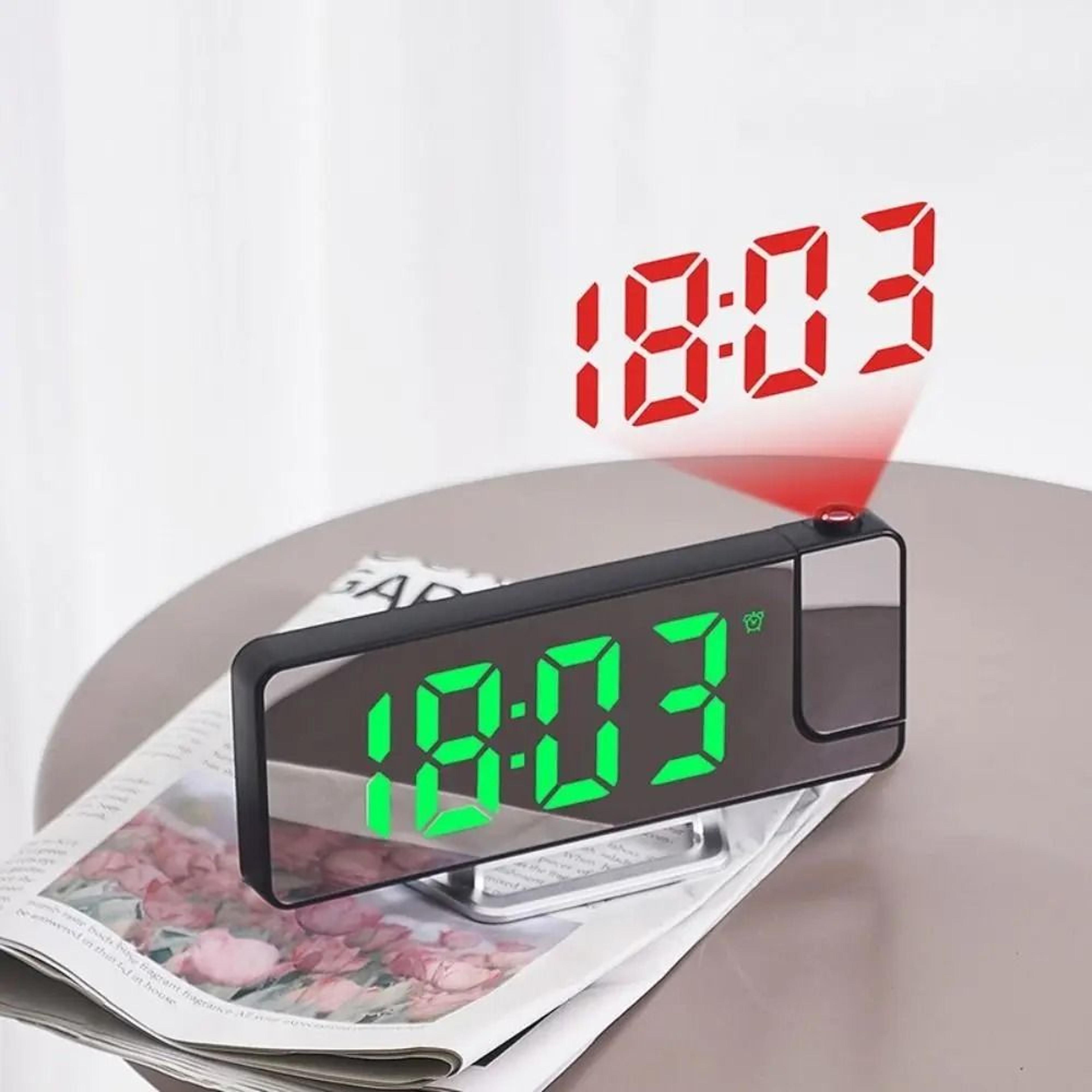 LED Projection Alarm Clock With Mirror Display And 180 Degree Projector 0