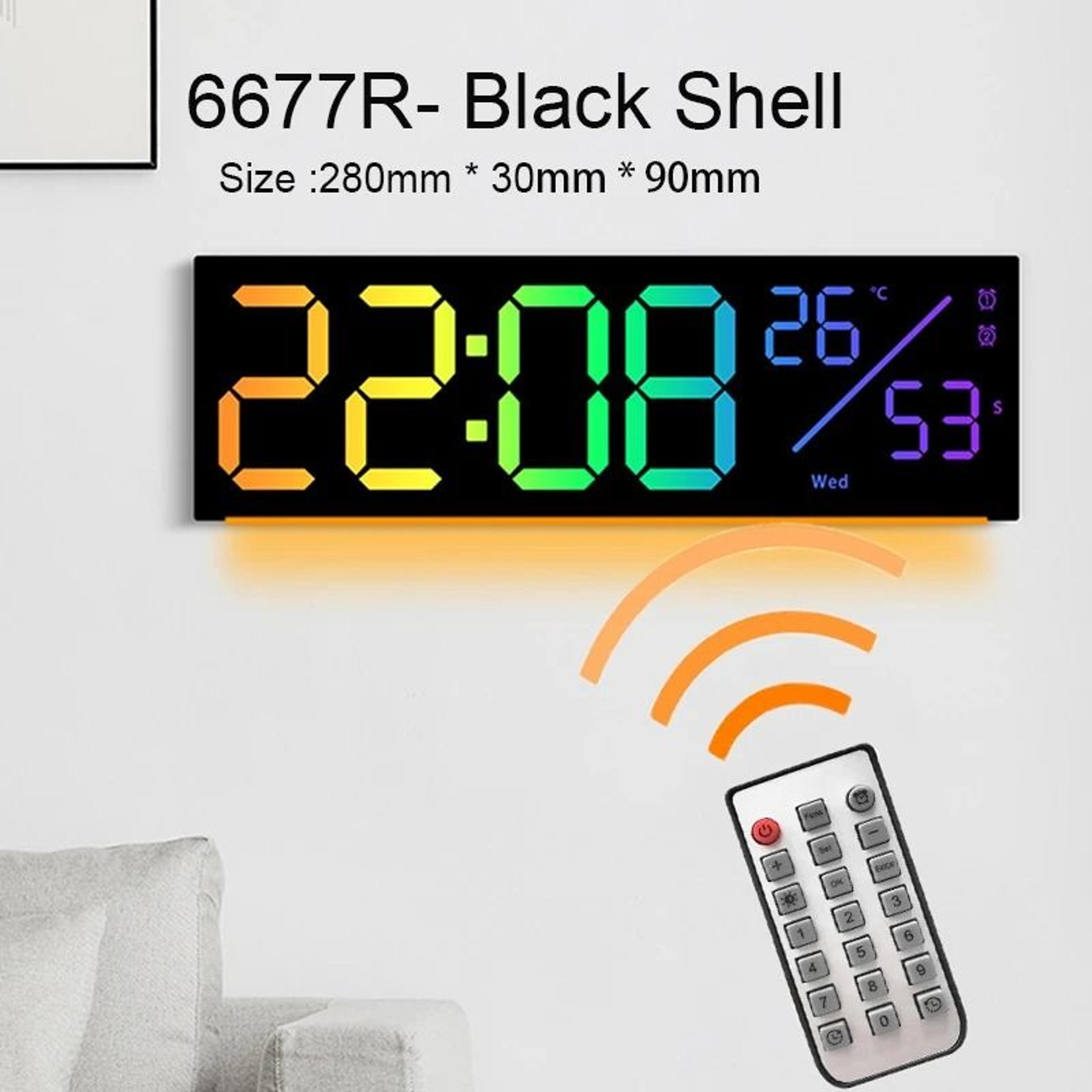 Large RGB Digital Wall Clock With Remote Control And Dual Alarms 5