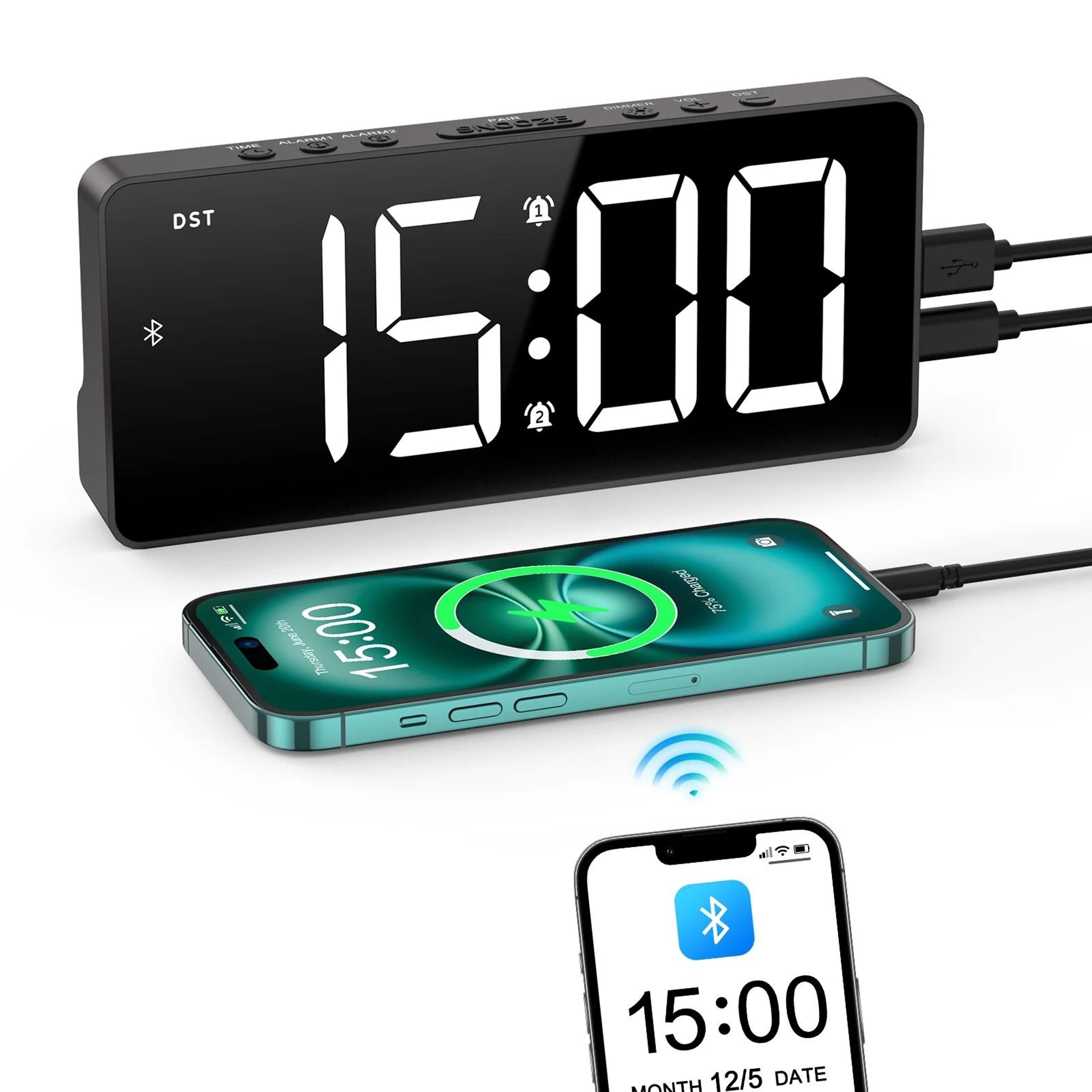 ORIA 7 Inch LED Alarm Clock With Bluetooth Time Sync 0