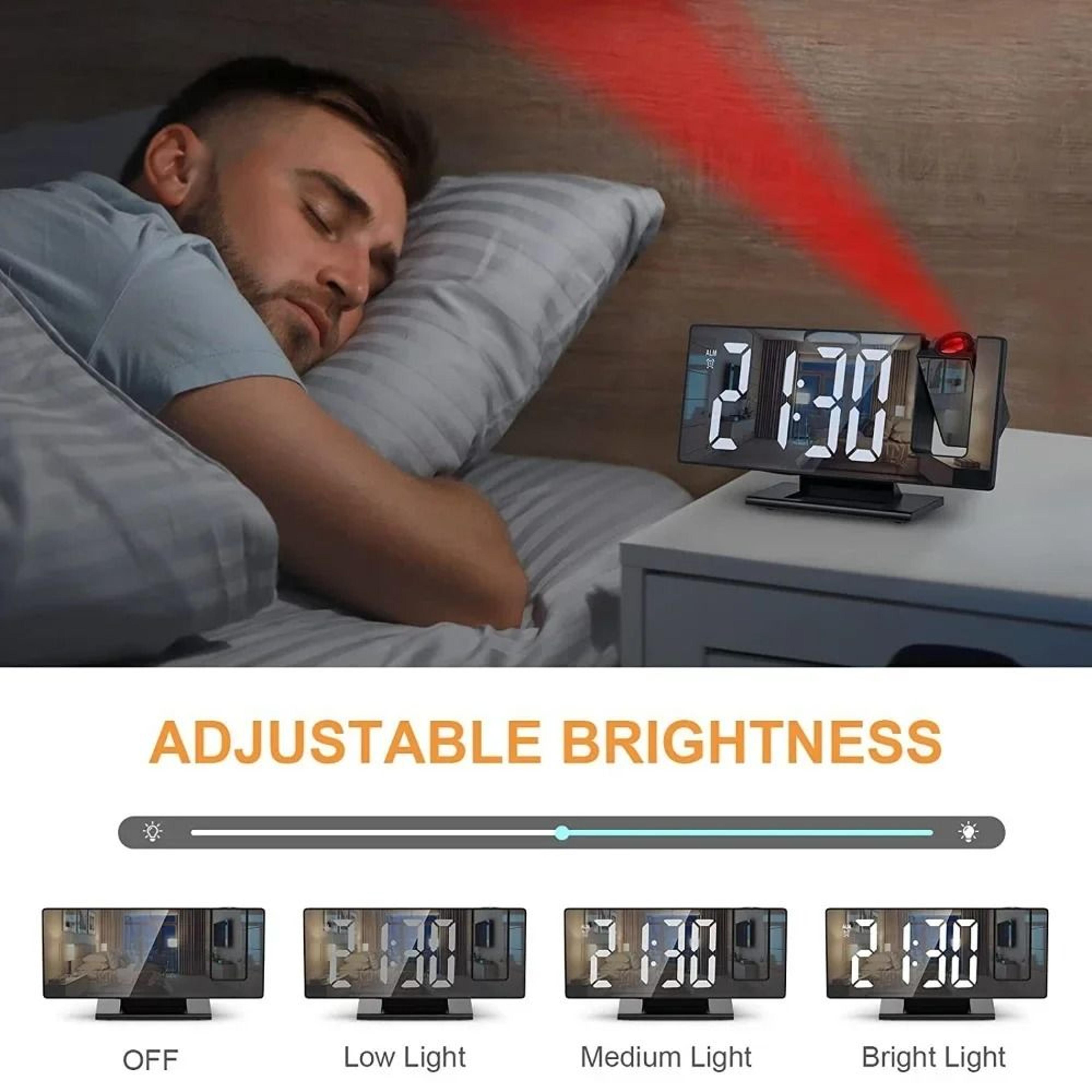 Smart Projection Alarm Clock With Temperature Display And 180 Projector 8