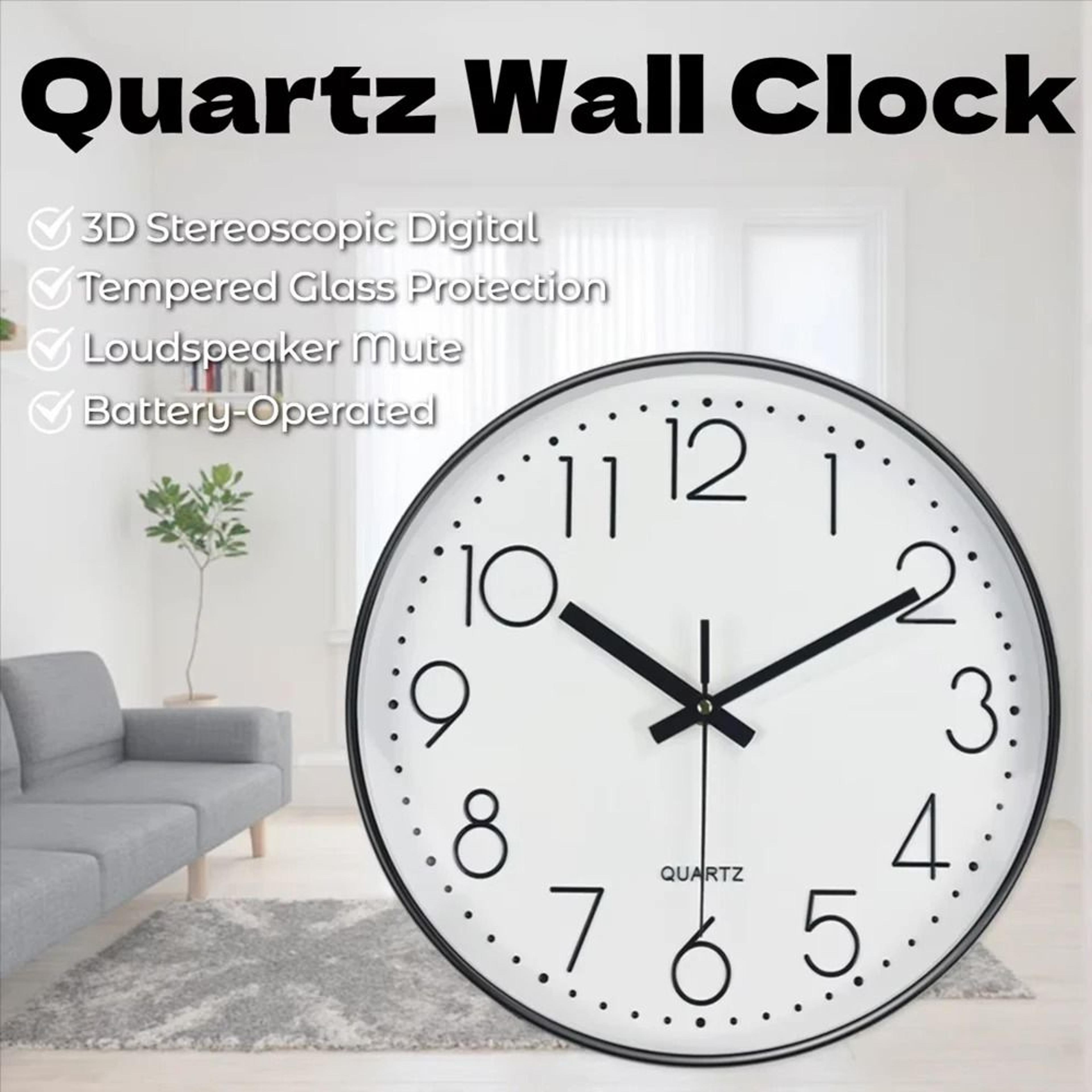 Modern Silent Wall Clock With Tempered Glass And 3D Numbers 0