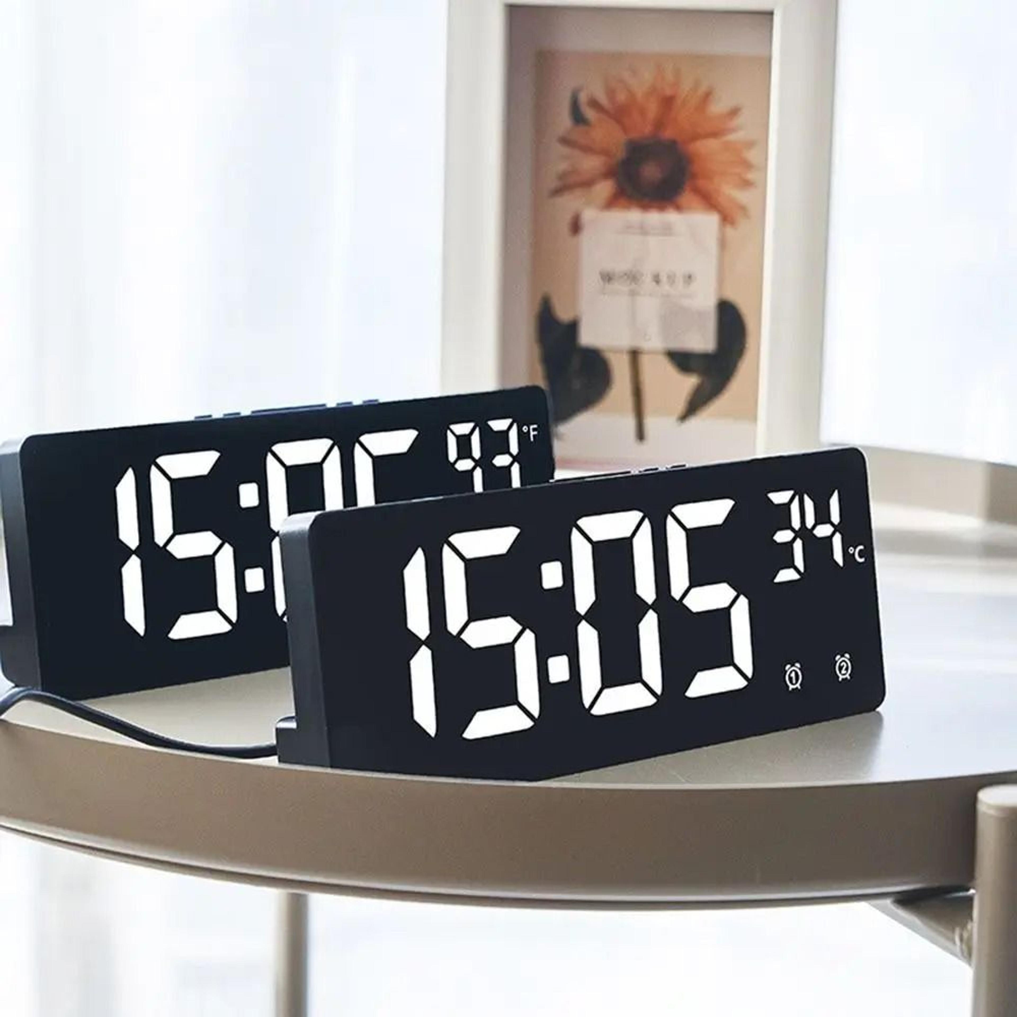 Modern LED Digital Alarm Clock With Temperature And Calendar Display 0