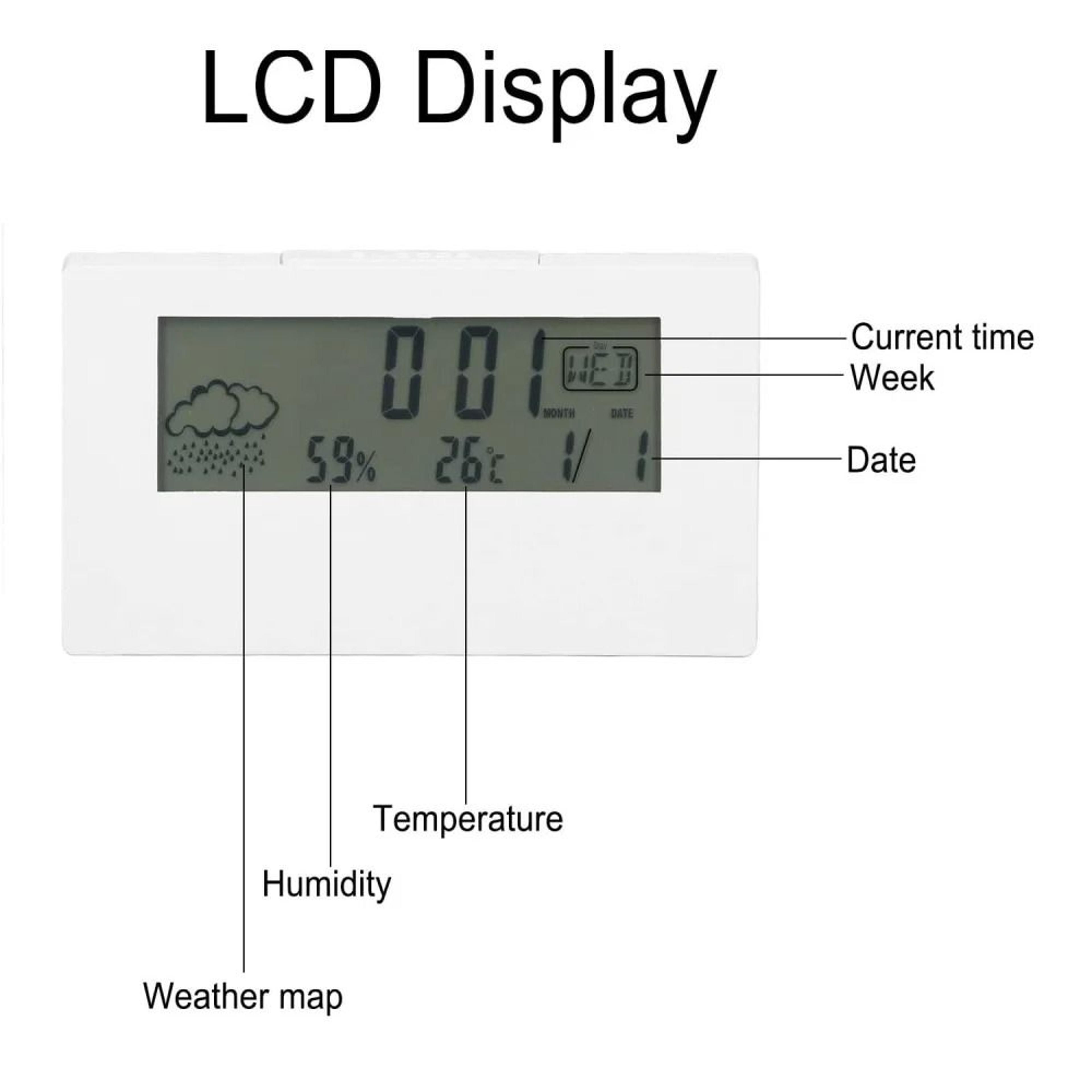 Smart LCD Digital Alarm Clock With Night Light And Temperature Humidity Display 7