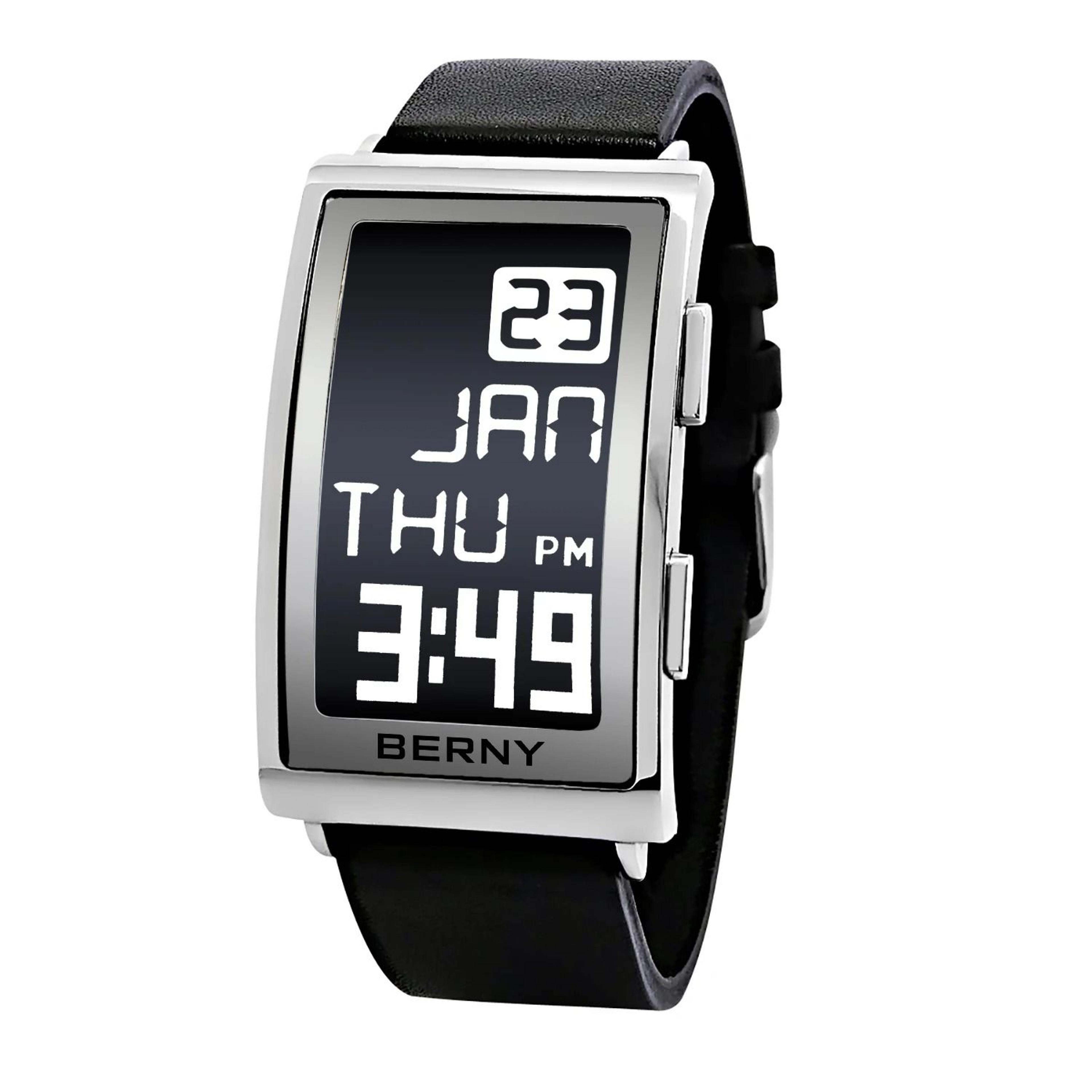 Modern Digital Watch For Men With Ink Display And Leather Strap 0