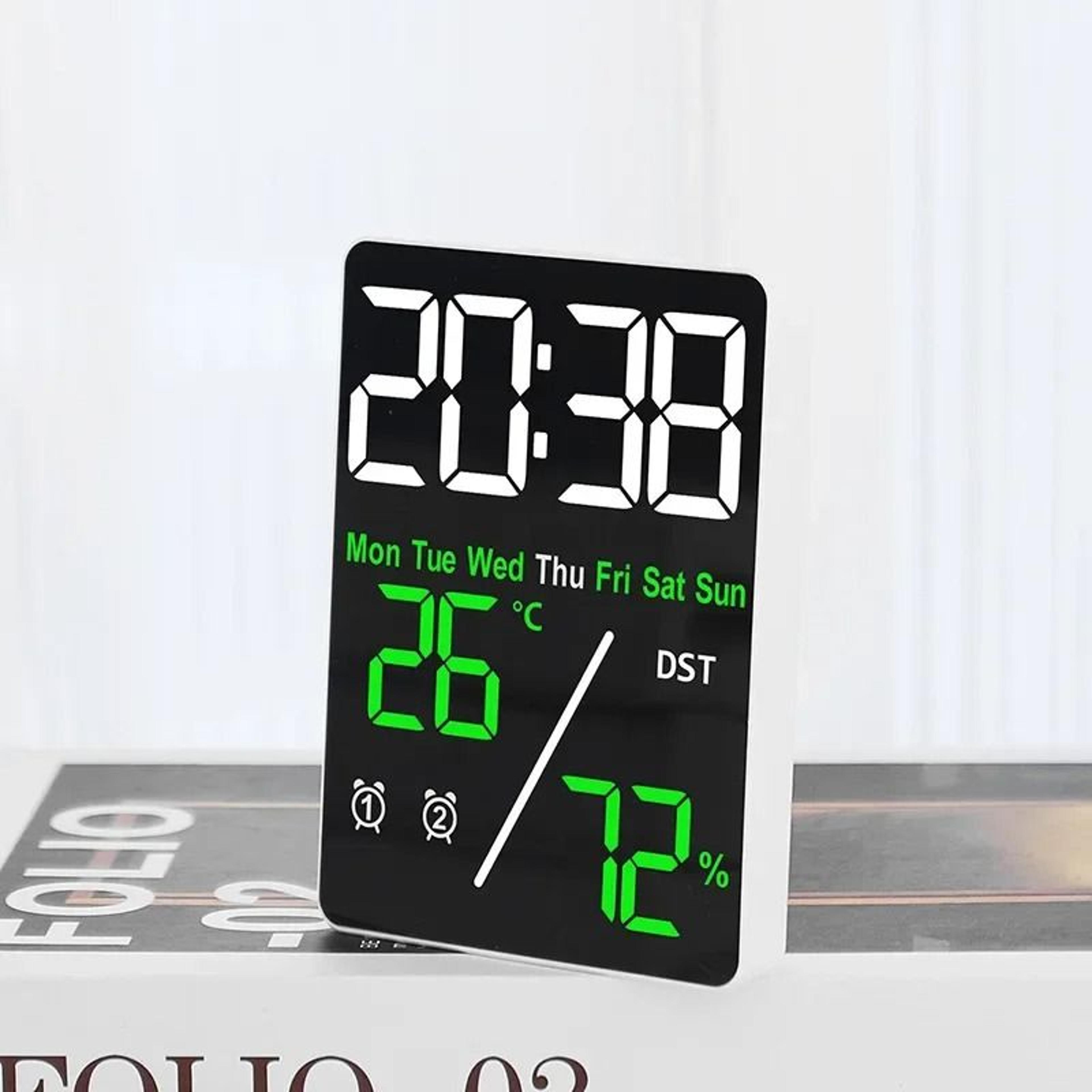 Smart Large Screen Digital Alarm Clock With Humidity Display And USB Charging 12