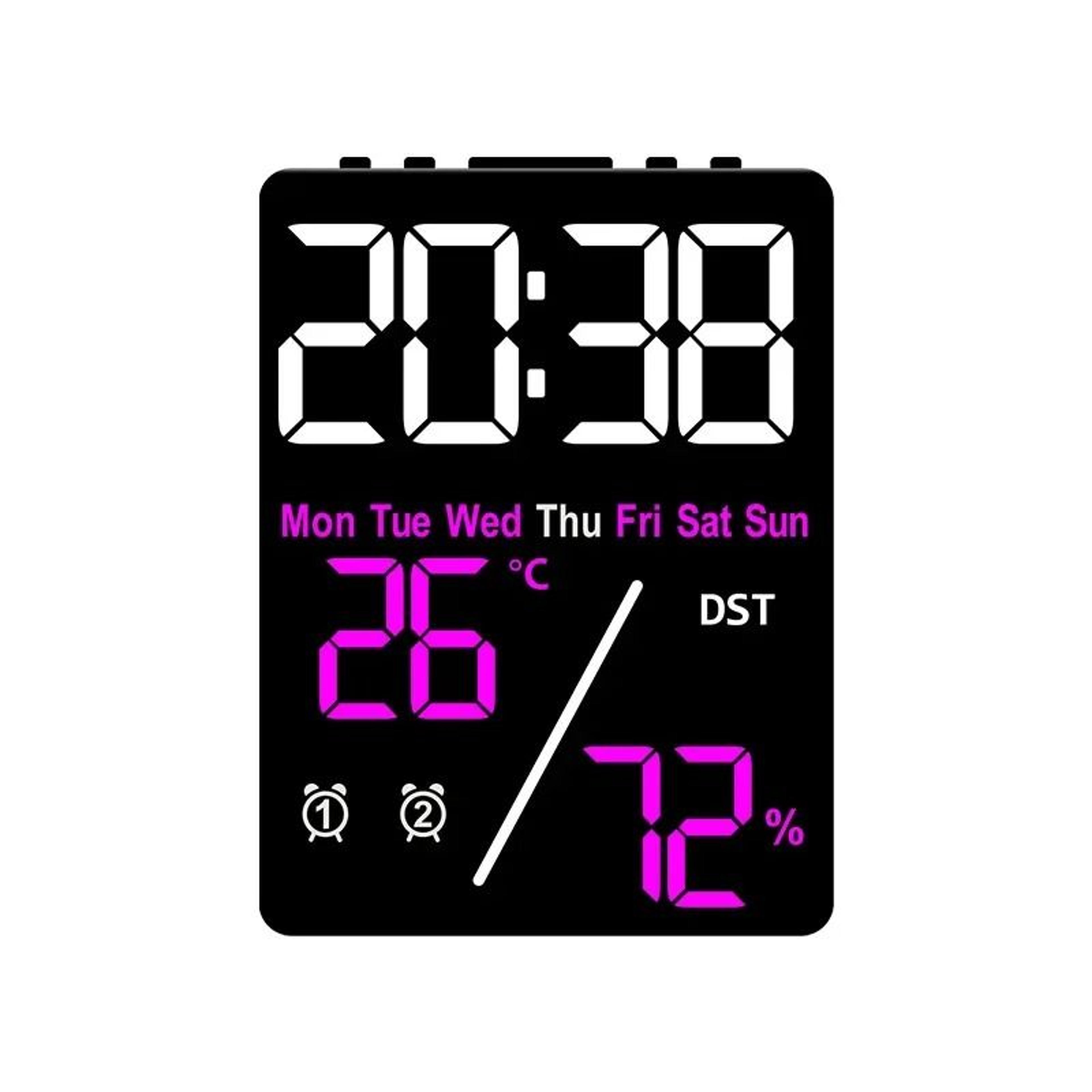 Smart Large Screen Digital Alarm Clock With Humidity Display And USB Charging 6