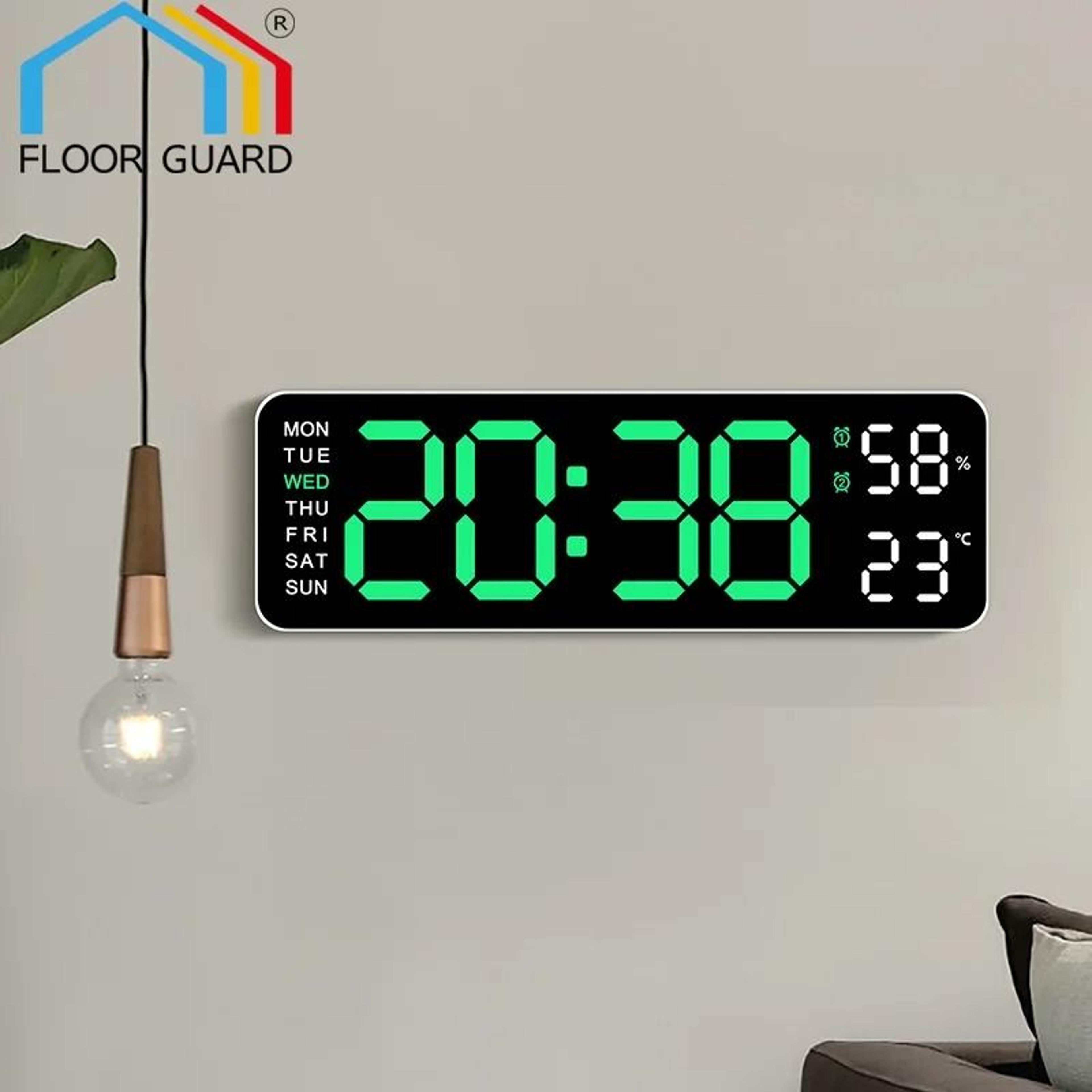 Modern LED Wall Clock With Temperature Display And Auto Dimming 10
