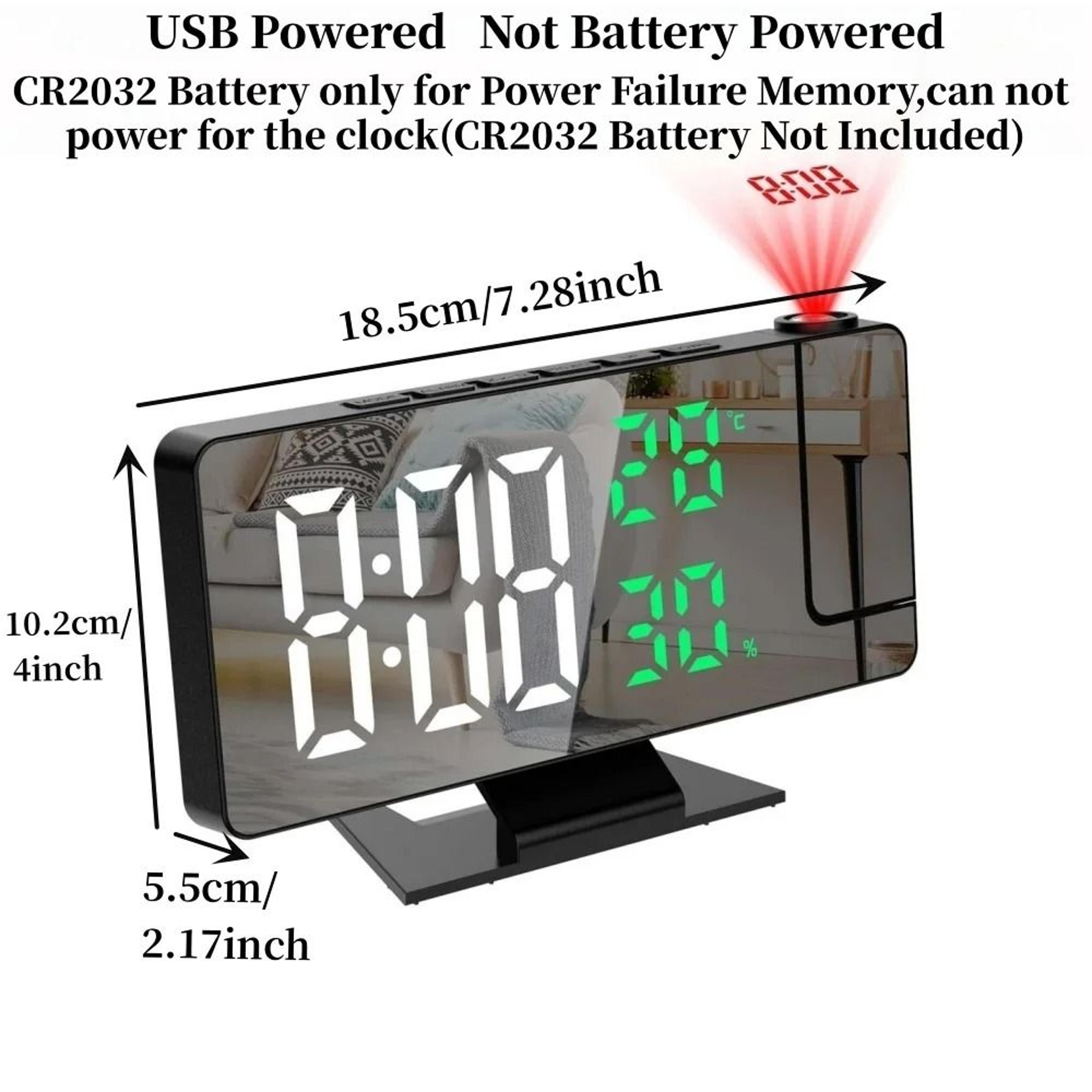 Smart Projection Alarm Clock With Temperature Humidity Display And Night Mode 8