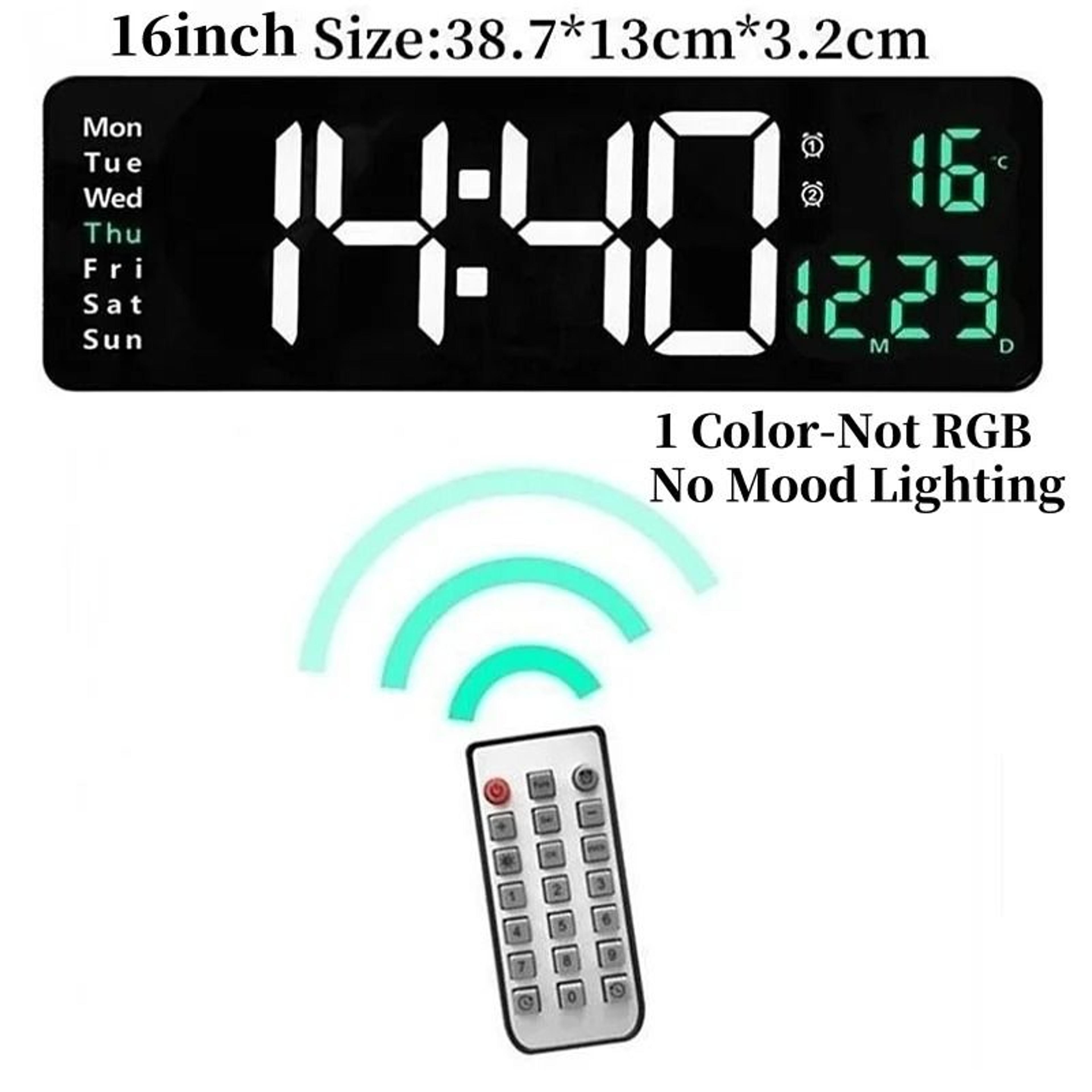 Large RGB Digital Wall Clock With Remote Dual Alarms And Countdown Timer 2