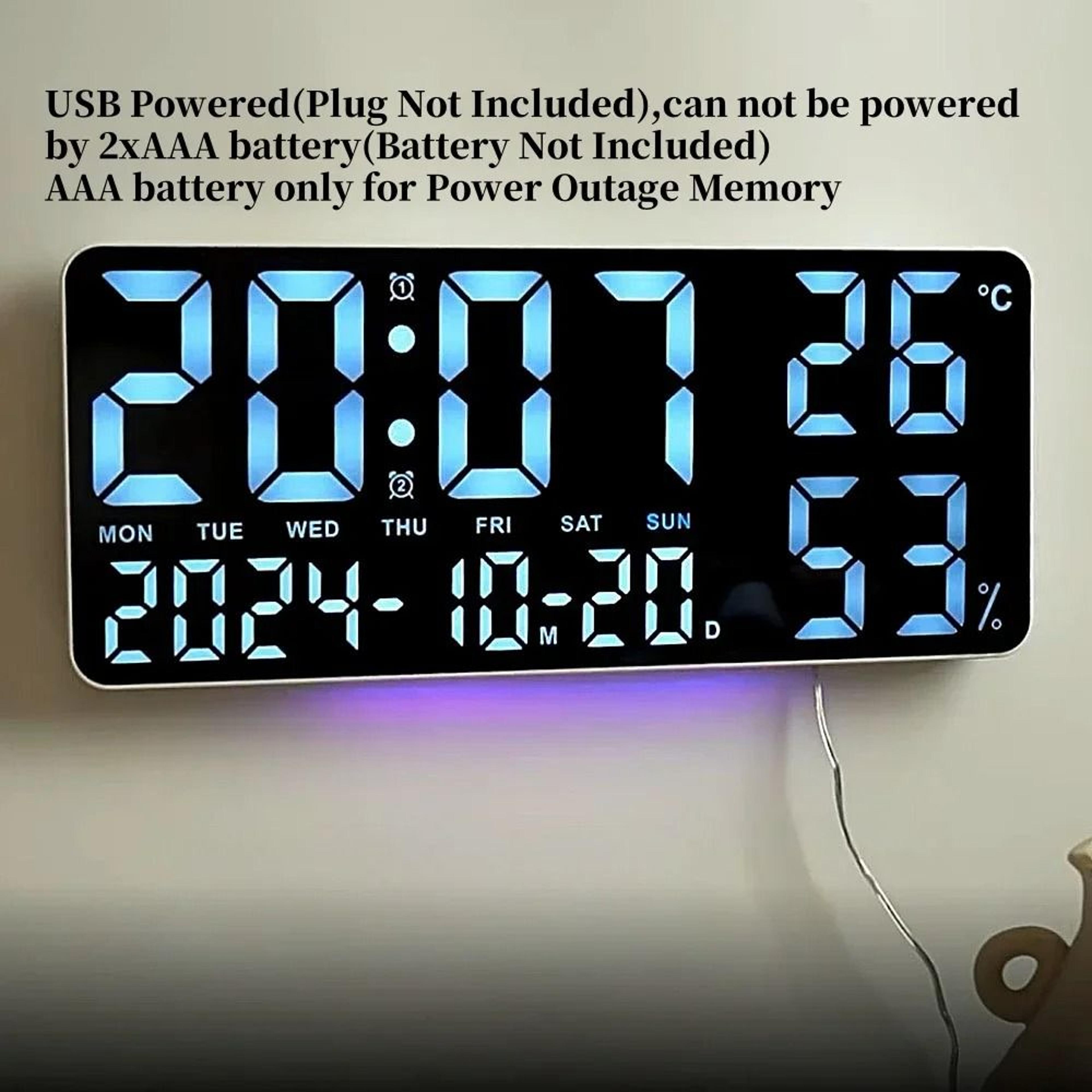Large Digital Wall Clock With 7Color Mood Light And Dual Alarm 13