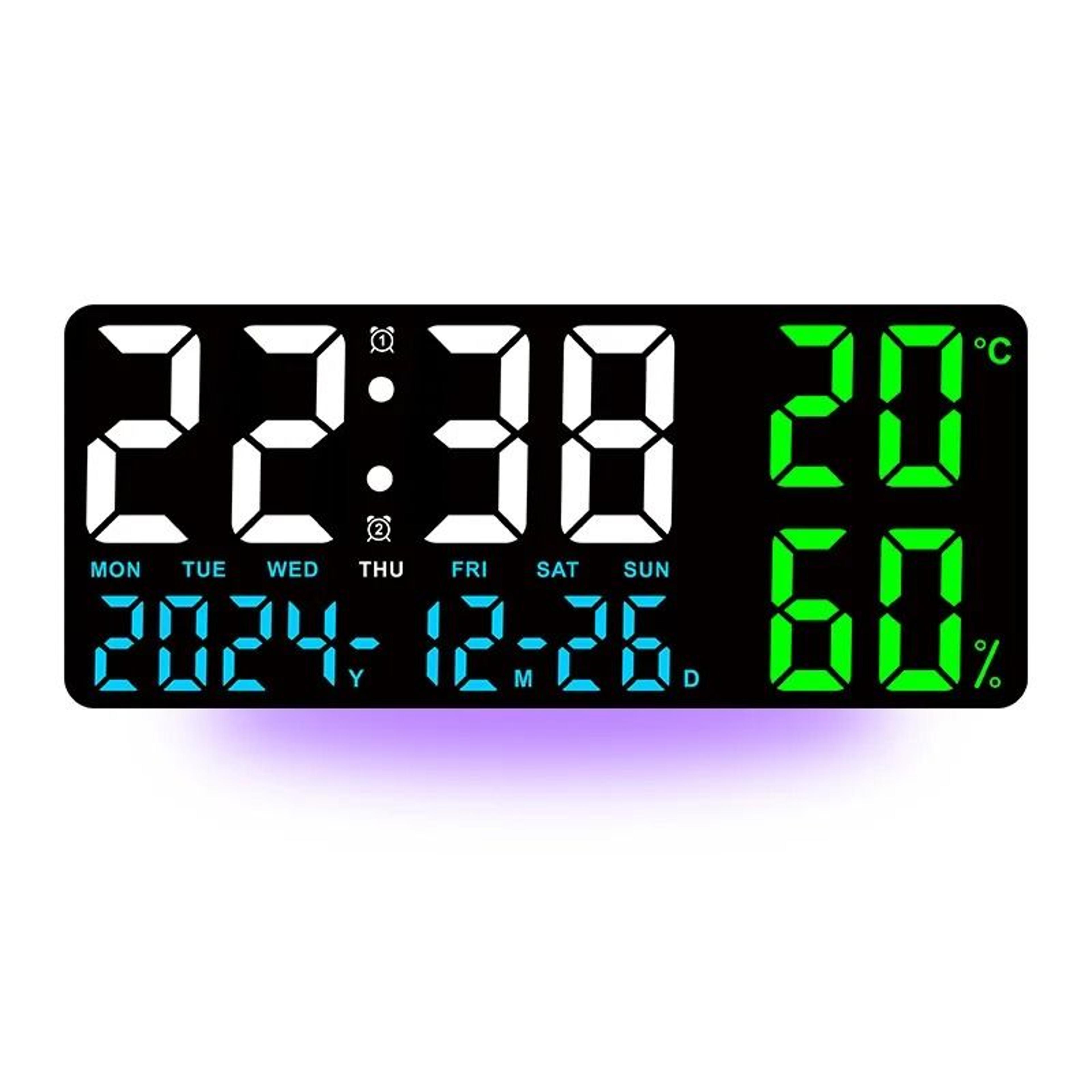 Large Digital Wall Clock With 7Color Mood Light And Dual Alarm 6