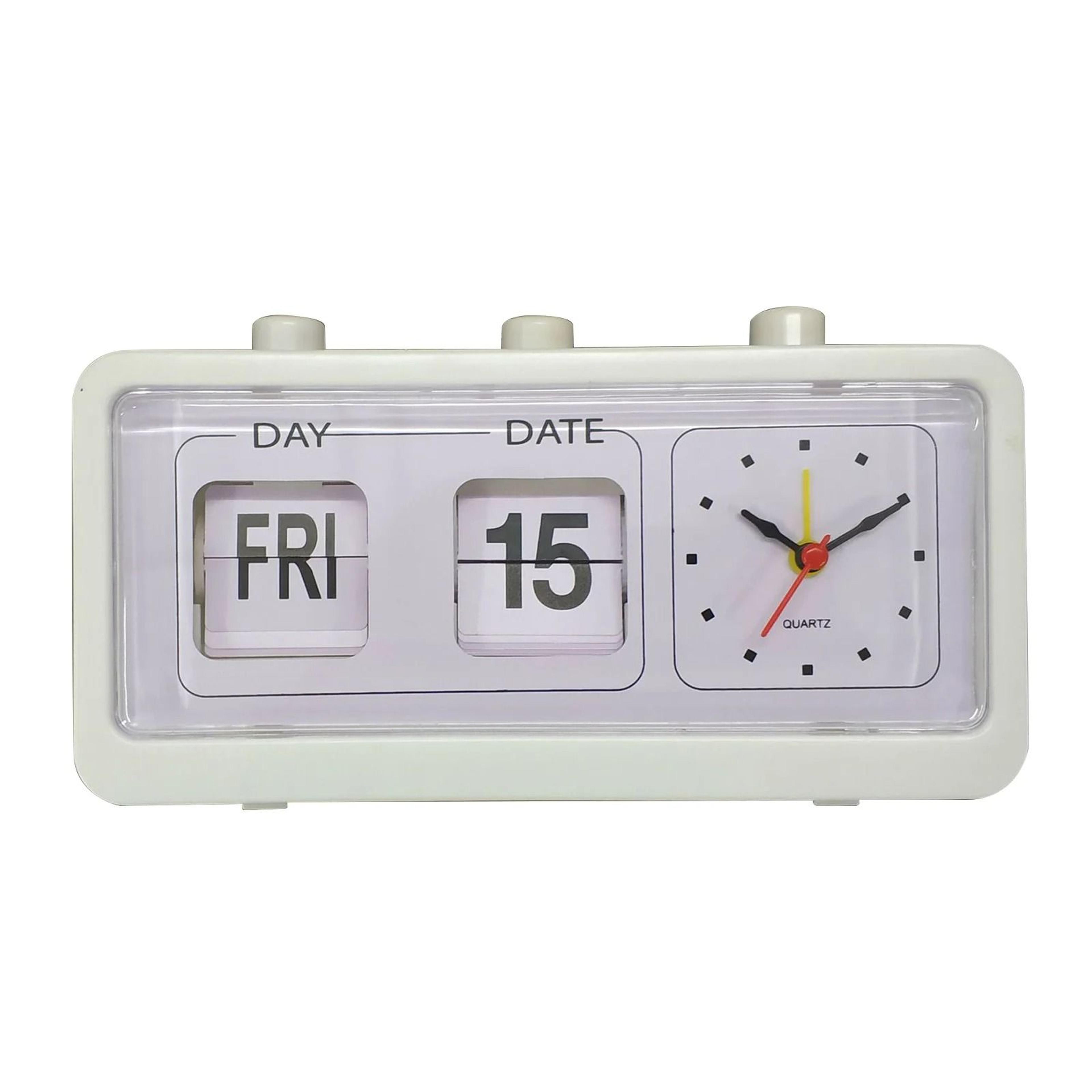 Retro Flip Calendar Clock With Quartz Time Display 2