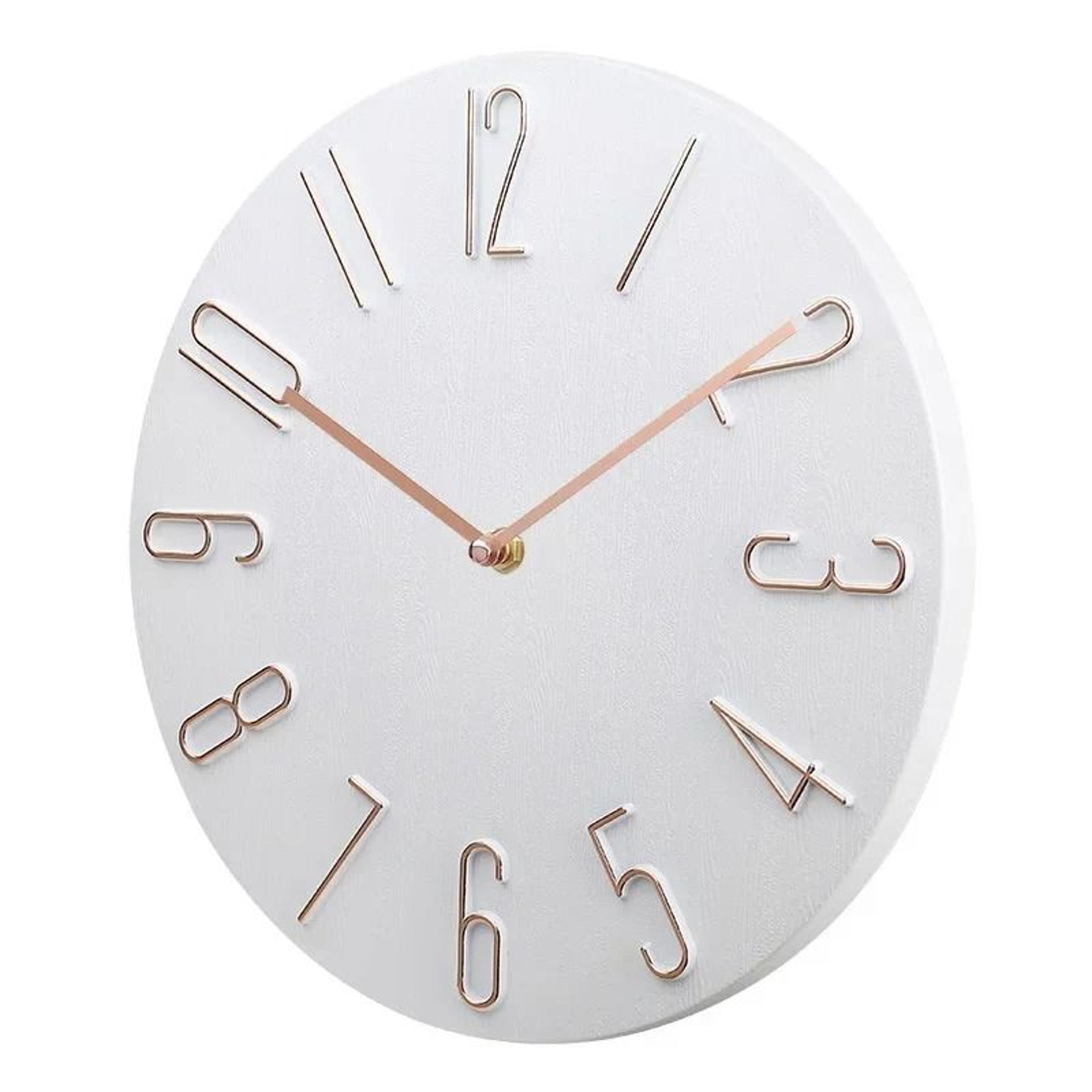 30cm Silent Wall Clock With Rose Gold Numbers 10