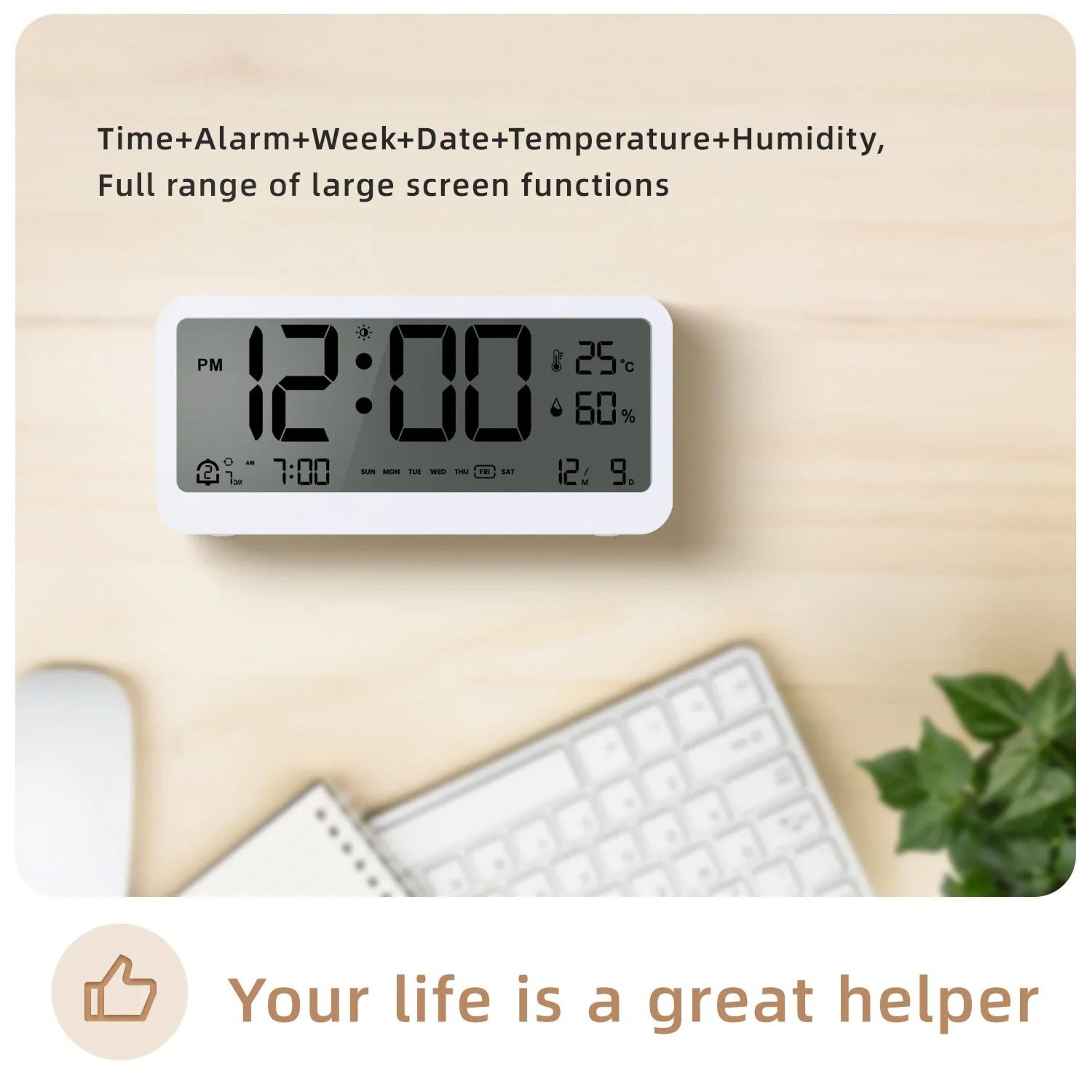 8001EN Digital Alarm Clock With Temperature Humidity Display 4