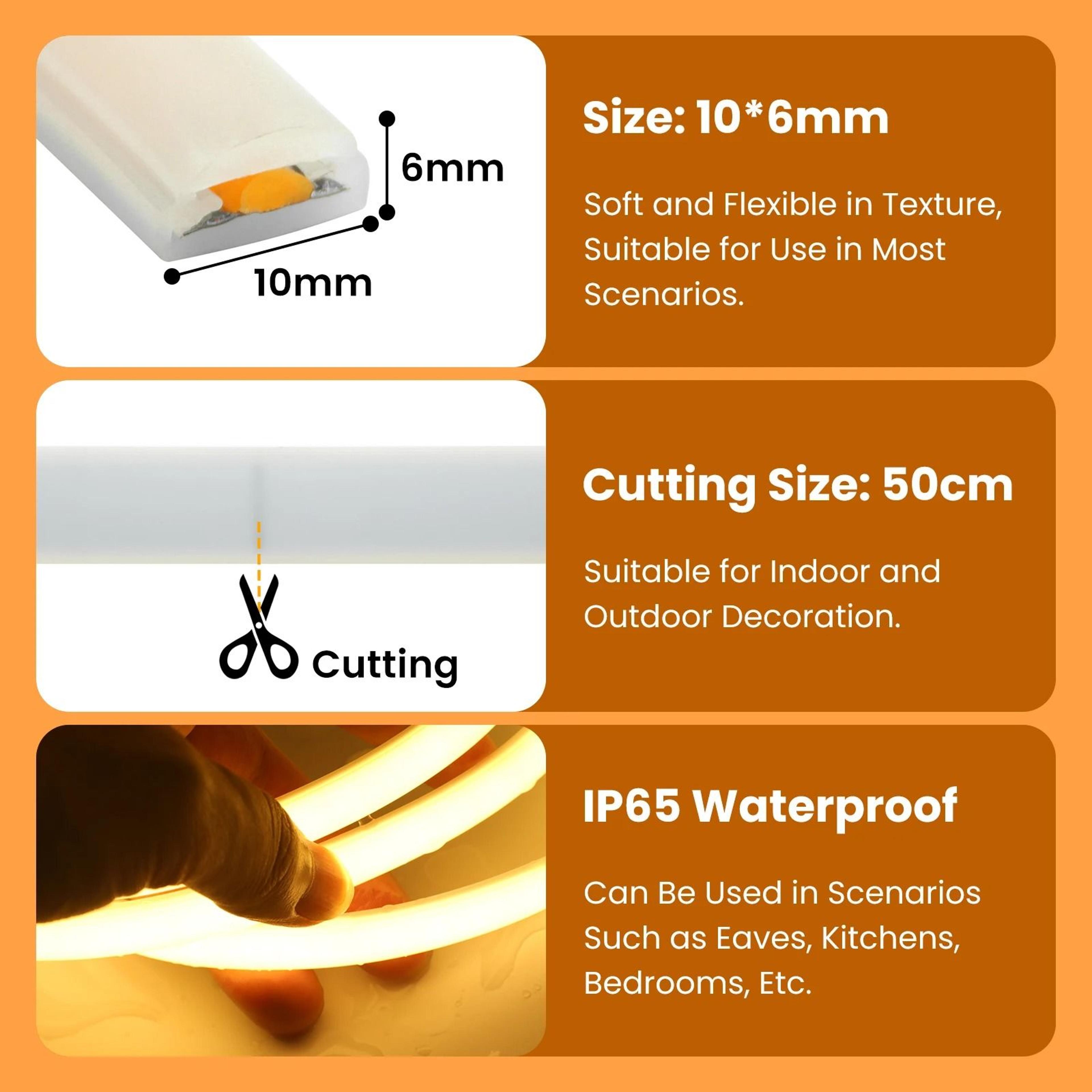 220V Dimmable COB LED Strip With Waterproof Neon Flex Design 13