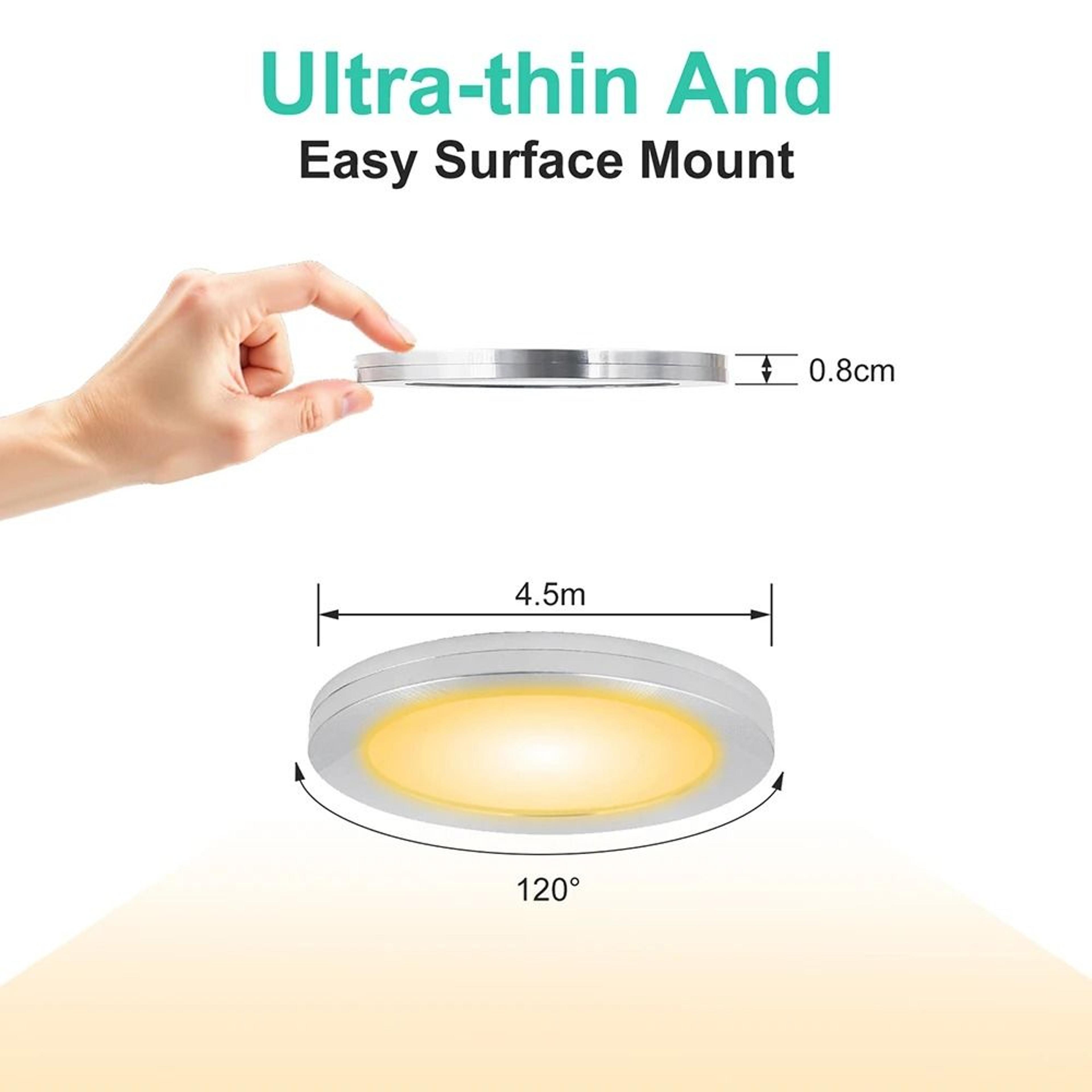 Round 12V LED Under Cabinet Light Kit With Switch And Power Adapter 4