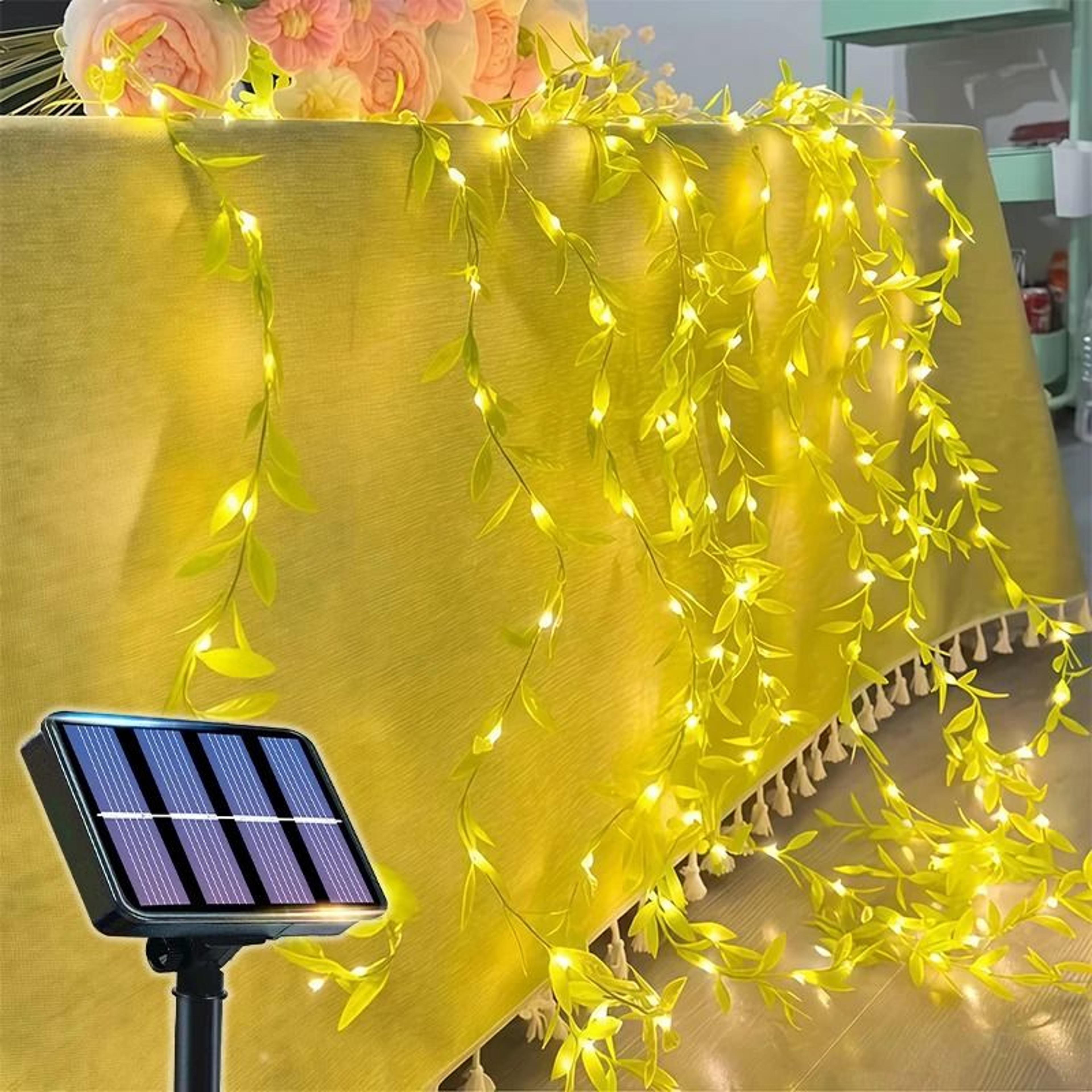 Realistic Green Leaf Solar Vine String Lights For Garden And Wedding Decor 1