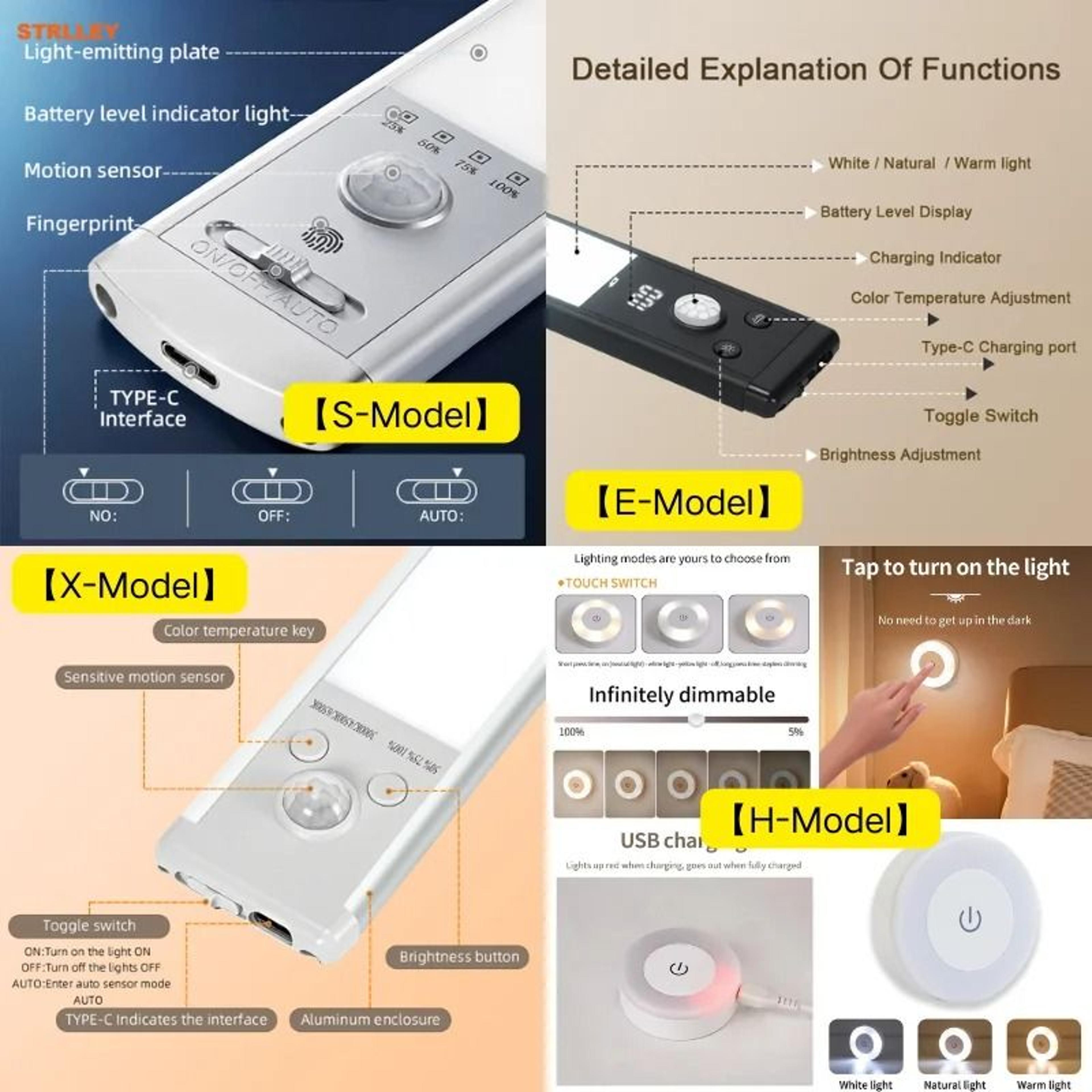 Rechargeable LED Cabinet Night Light With Touch Switch And Dimming 24