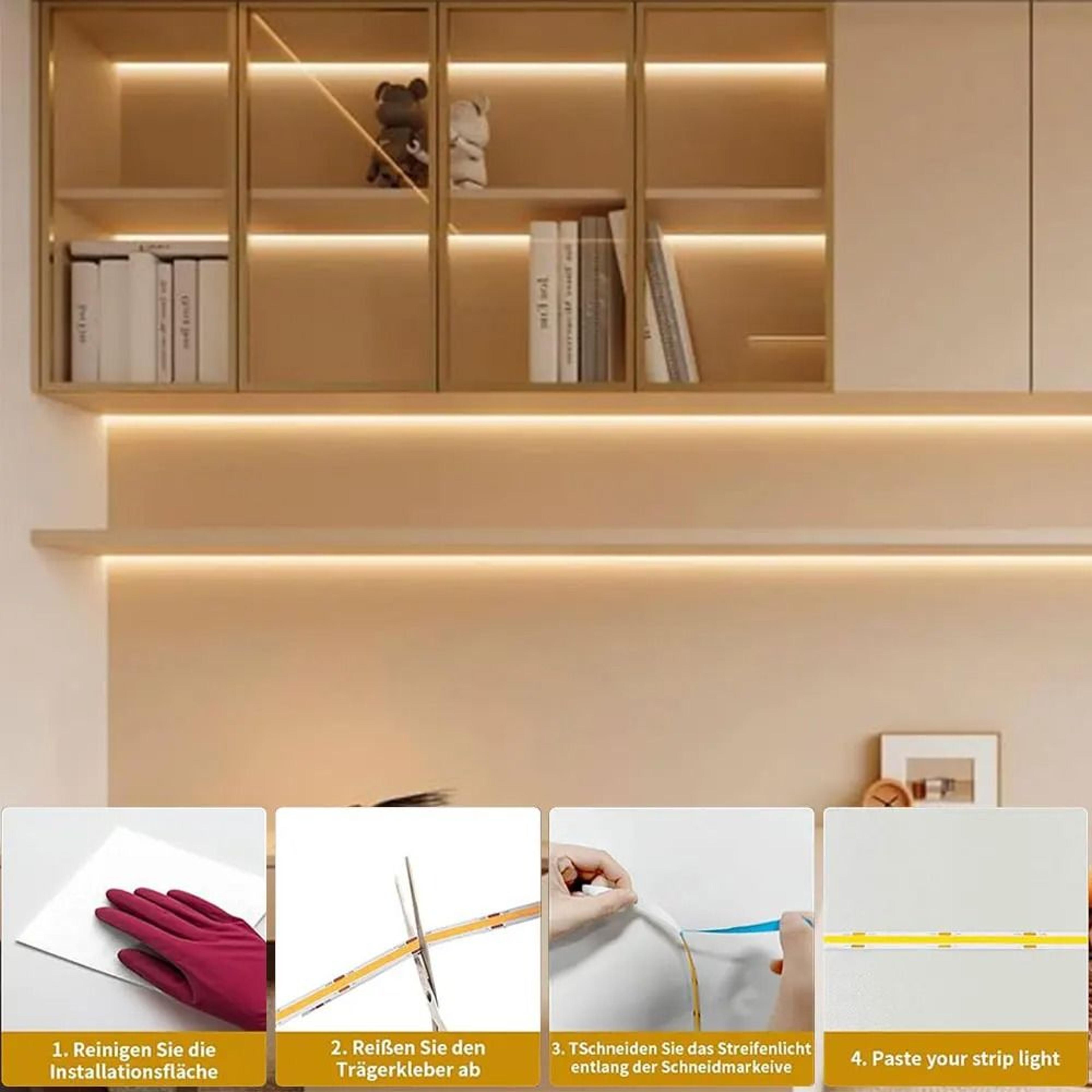 5V USB COB LED Strip Light With Hidden Touch Dimmer 8