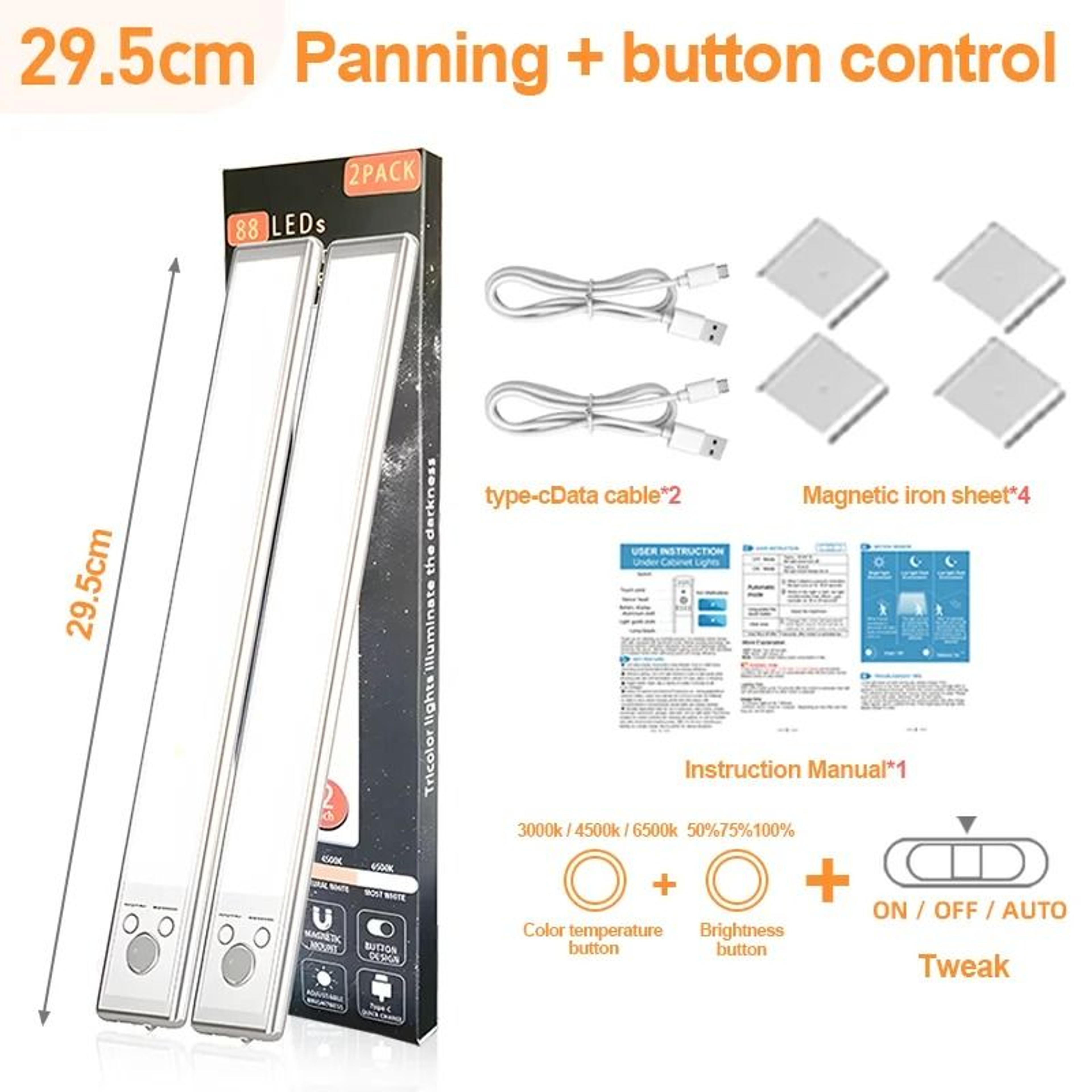 Wireless Motion Sensor Cabinet Light USB Rechargeable LED Bar 20