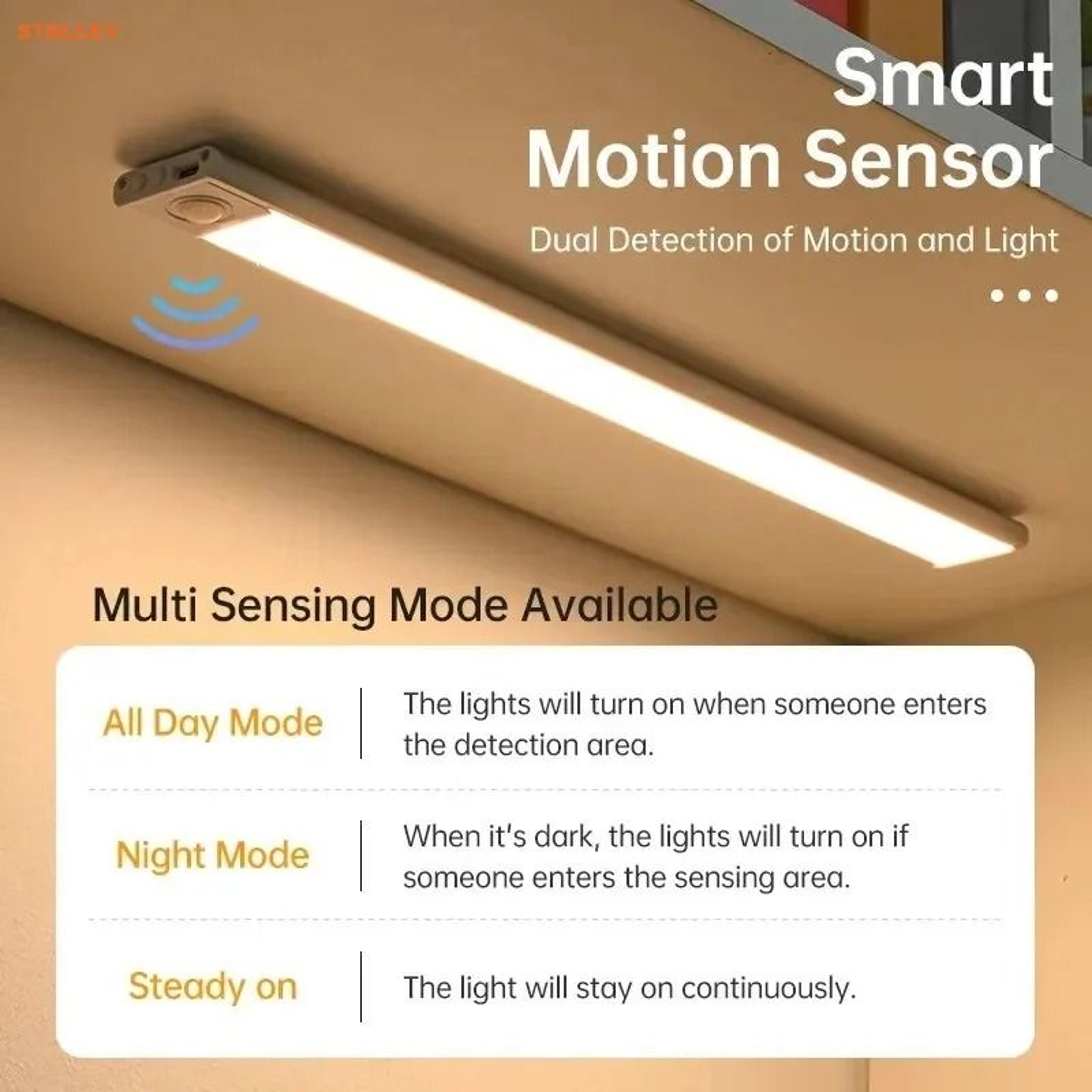 Wireless Motion Sensor Cabinet Light USB Rechargeable LED Bar 26
