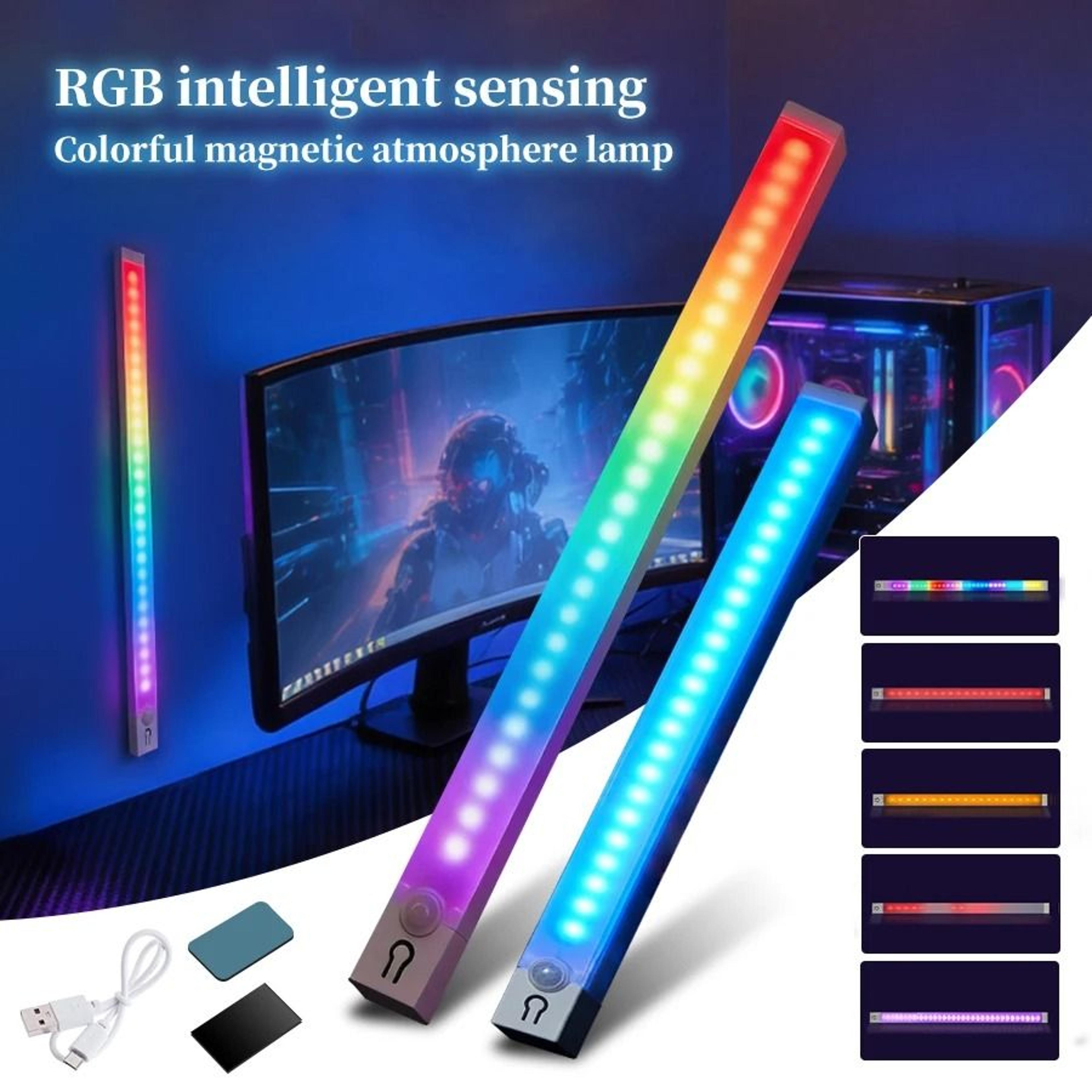 rechargeable rgb motion sensor light bar with magnetic usb-c design