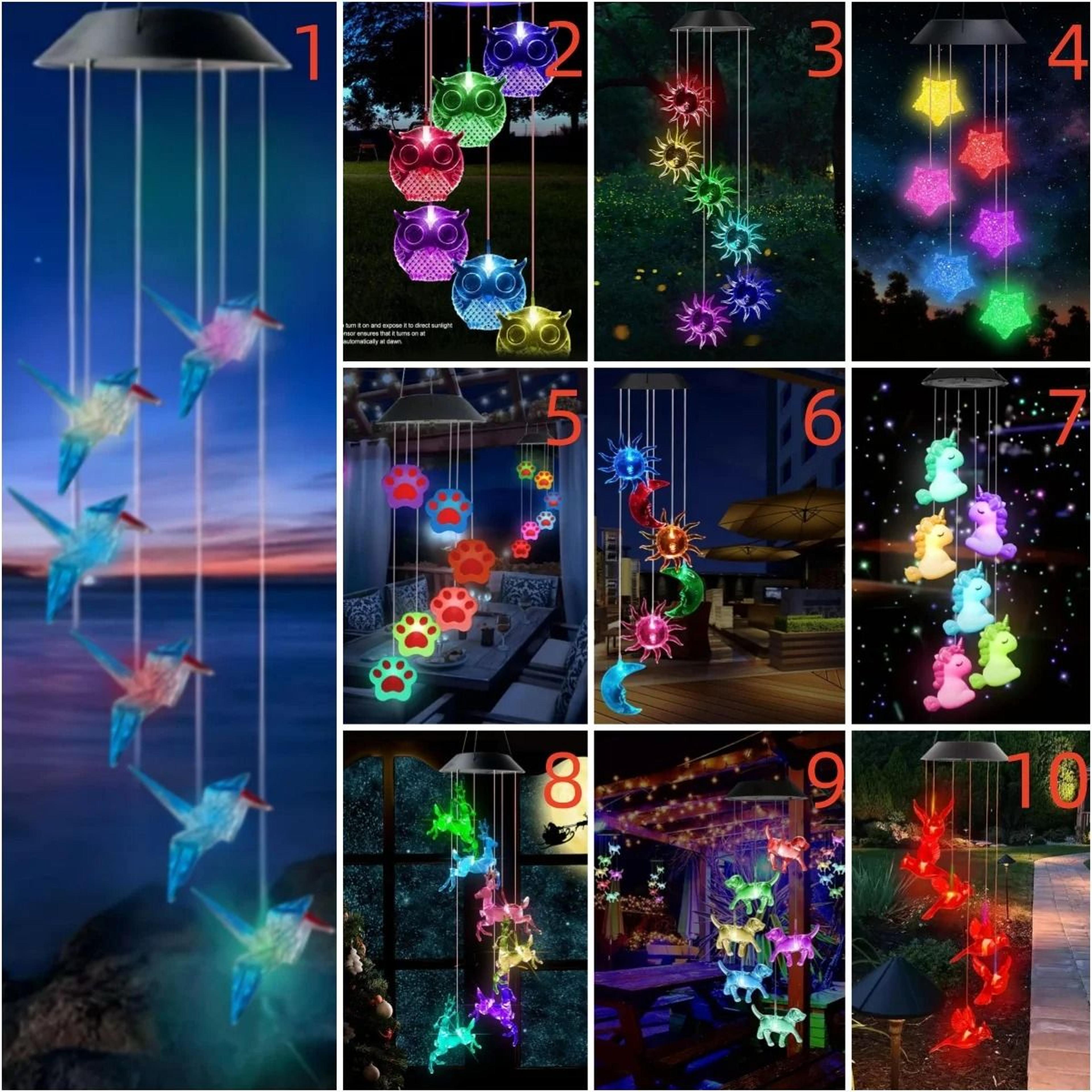 outdoor solar wind chime light hanging led garden decor